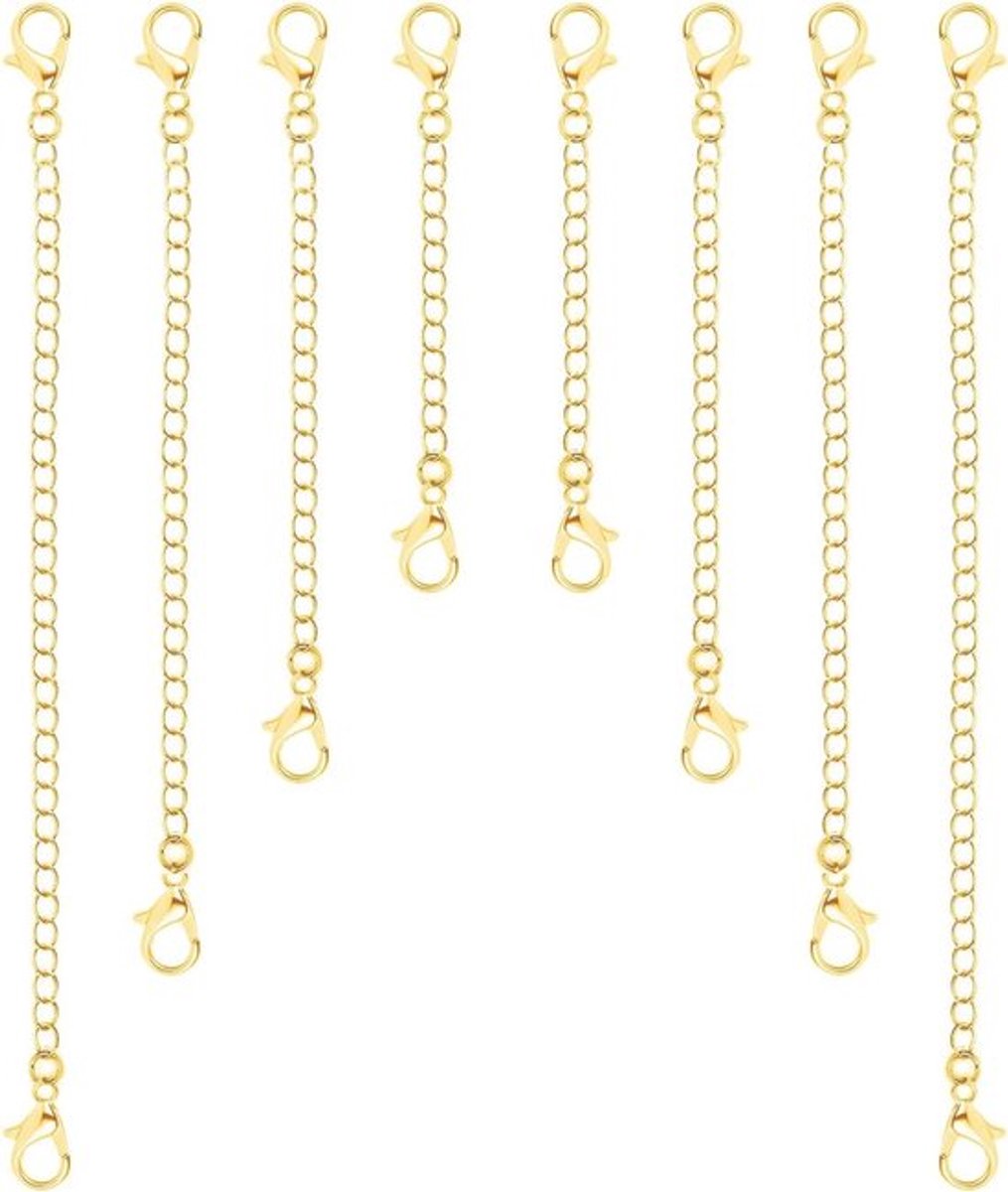 8-delige set van koperen verlengkettingen voor sieraden, verstelbare verlengingen voor kettingen, armbanden en enkelbandjes