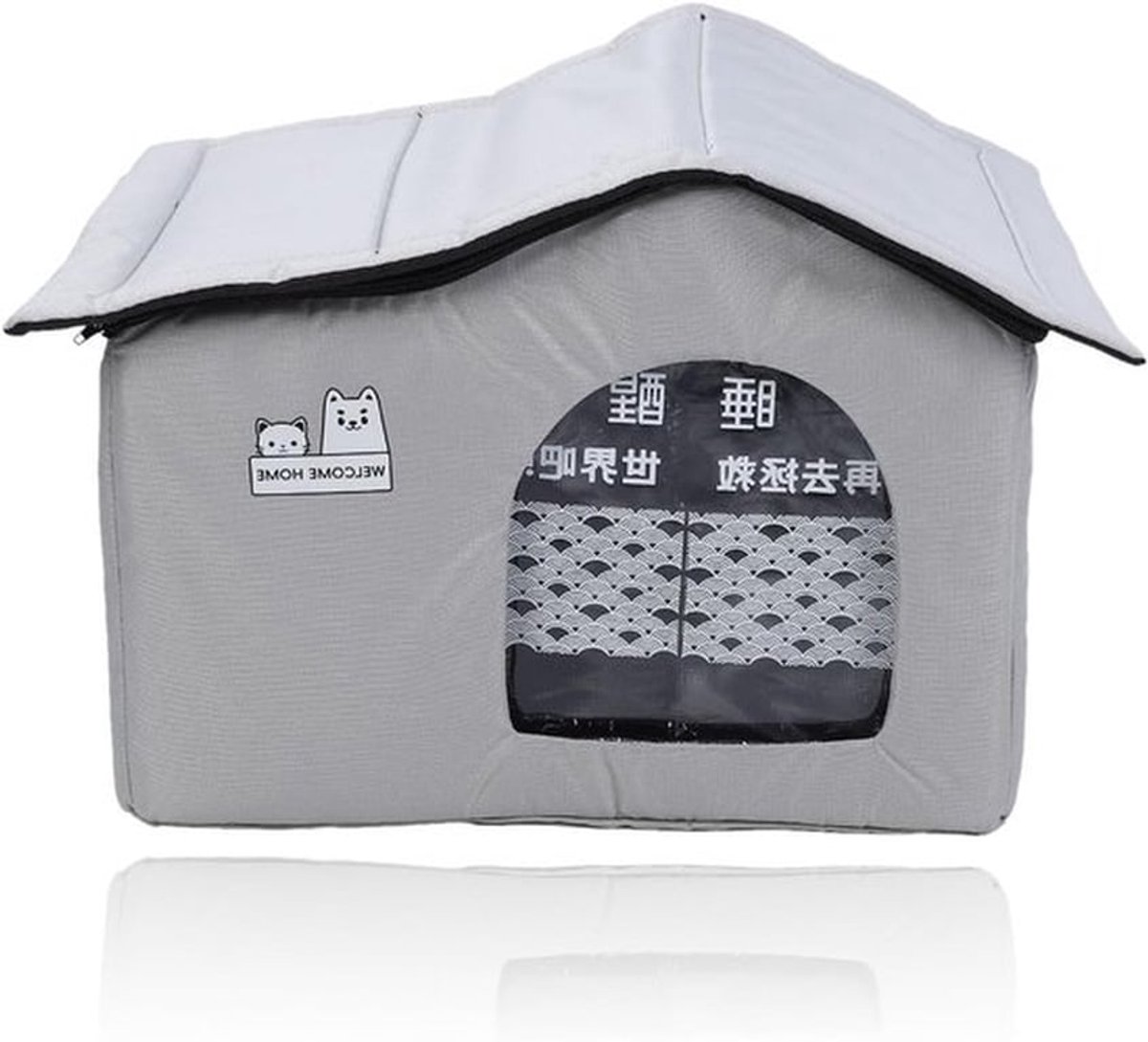 Ruim en Weerbestendig Buitenhuis voor Katten - Zomer Tent voor Koeling en Beschutting, Ideaal voor Binnen- en Buitenkatten en Honden (Middelgroot)