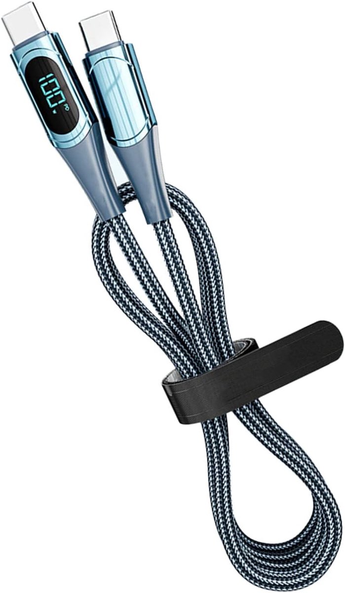 SnelShoppen - USB C Naar USB C Kabel PD 100W 6.6FT LED Digitale Display Snellader, Type C Opladen Kabel voor Samsung Galaxy S22/S21/S20/MacBook/iPad P