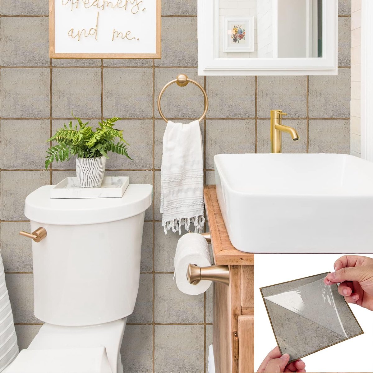 SnelShoppen - 30 Stuks 15cm Bruine Tegel Stickers - Peel & Stick Zelfklevende Spatwand Tegels voor Haard, Trap en Badkamer - Waterdicht en Oliebestend