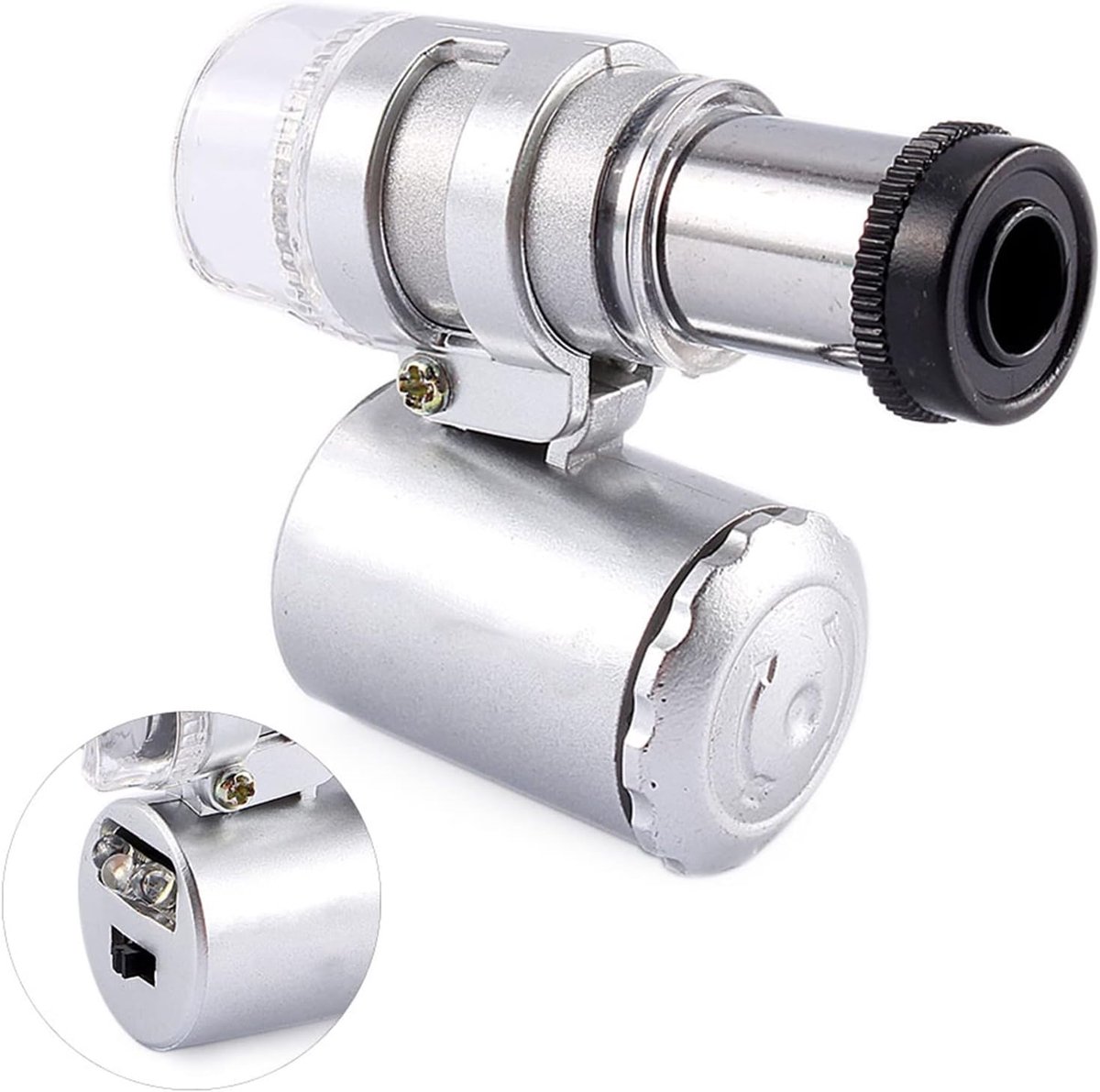 SnelShoppen - 60x Mini Pocket Microscoop Draagbare Sieraden Vergrootglas Loep met LED UV Licht - Handige Microscoop voor Inspectie van Kleine Voorwerp