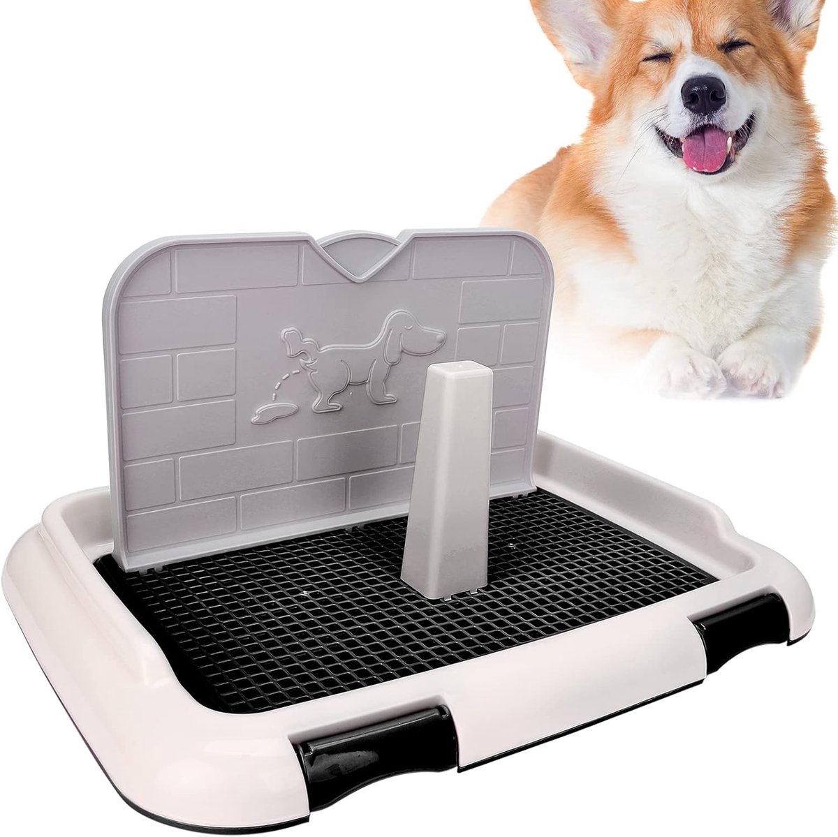 SnelShoppen - Dog Toilet Puppy Toilet Training Set Binnen Dieren Toilet met Wand Simulatie en Geprogrammeerd Urineren, Modern Zwart, Voor Kleine Honde