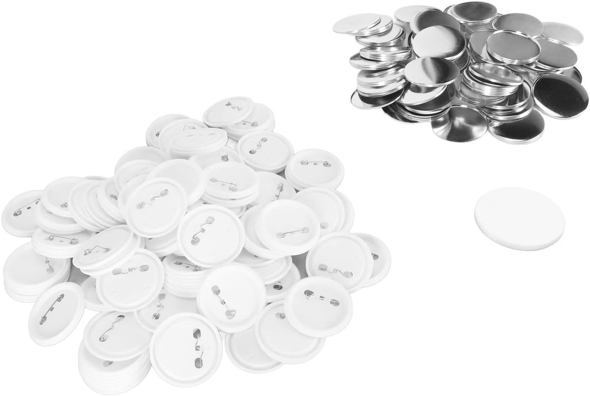 SnelShoppen - Knopen Maak Benodigdheden, Draagbare Stevige Blik Rond Vorm RVS 100 Sets DIY Lege Knop Badge Onderdelen Set voor Handwerk (58MM)