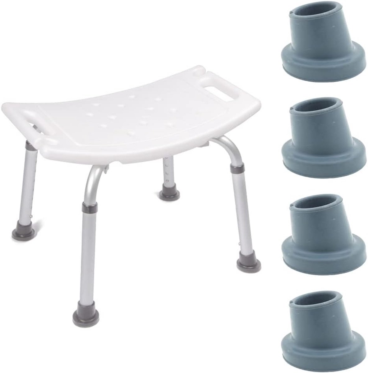 SnelShoppen - Pack van 4 Vervangende 28 mm Rubber Voeten met Grote Basis voor Bad- en Douchezitjes - Duurzaam Antislip Rubber - Ideaal voor Badkrukken