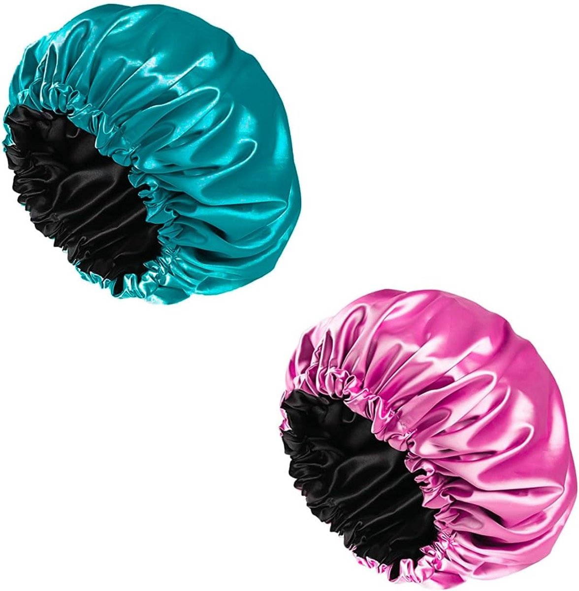 SnelShoppen - 2PCS Satijnen Bonnet Zijden Bonnet Verstelbaar Waterdicht Satijnen Haar Bonnet Grote Slaapcap voor Vrouwen Meisjes Slaap