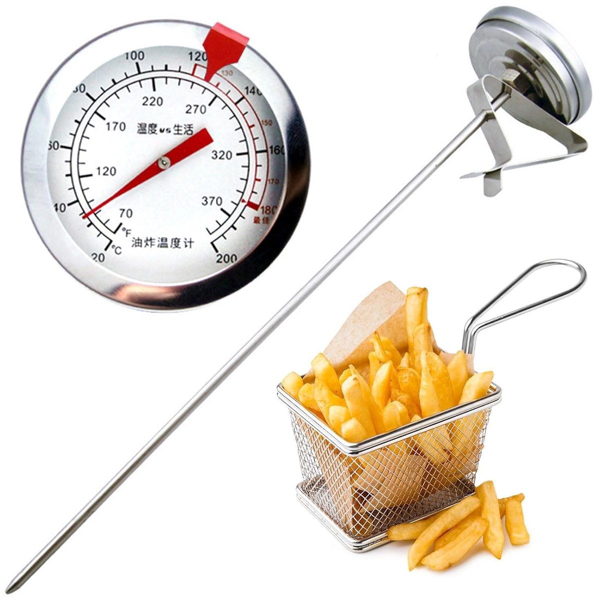 Analoge Braadthermometer - Zilver - 150 mm - Roestvrij Staal - Voor Keuken en Grill