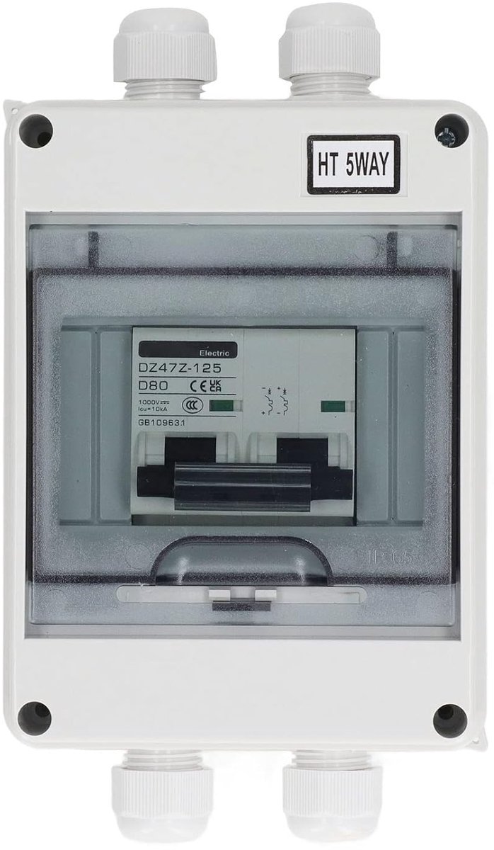 SnelShoppen - 80A 2P Mini Circuit Breaker Afsluitschakelaar voor Zonnepaneel Systemen, Geschikt voor PV Solar Panelen, Transparante Deksel, Veiligheid