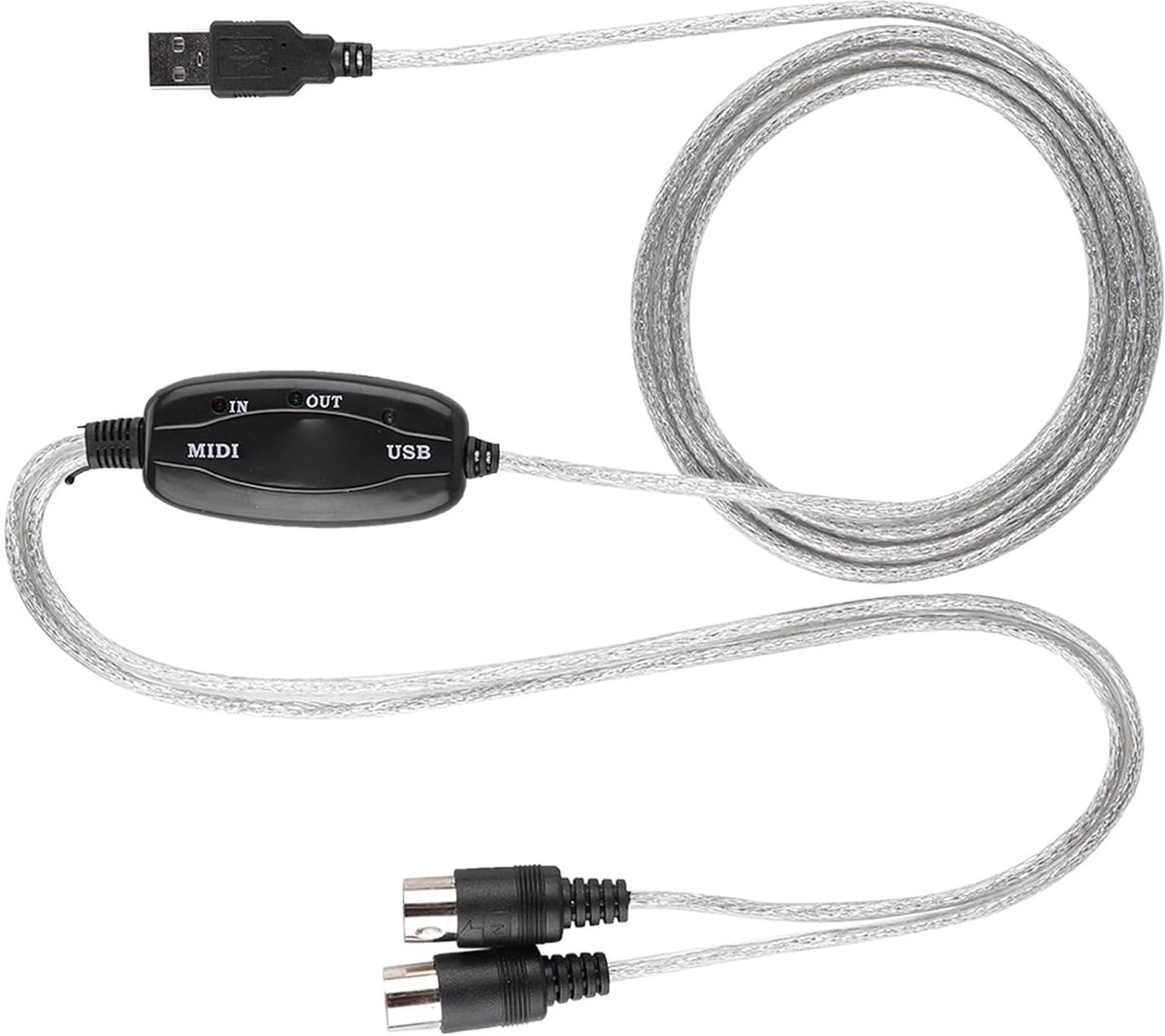 SnelShoppen - MIDI USB Converter, MIDI Kabel, USB MIDI Kabel voor Echte Plug & Play, Geschikt voor Muziekproductie, Geluidsopnames, en Muziekstudio's