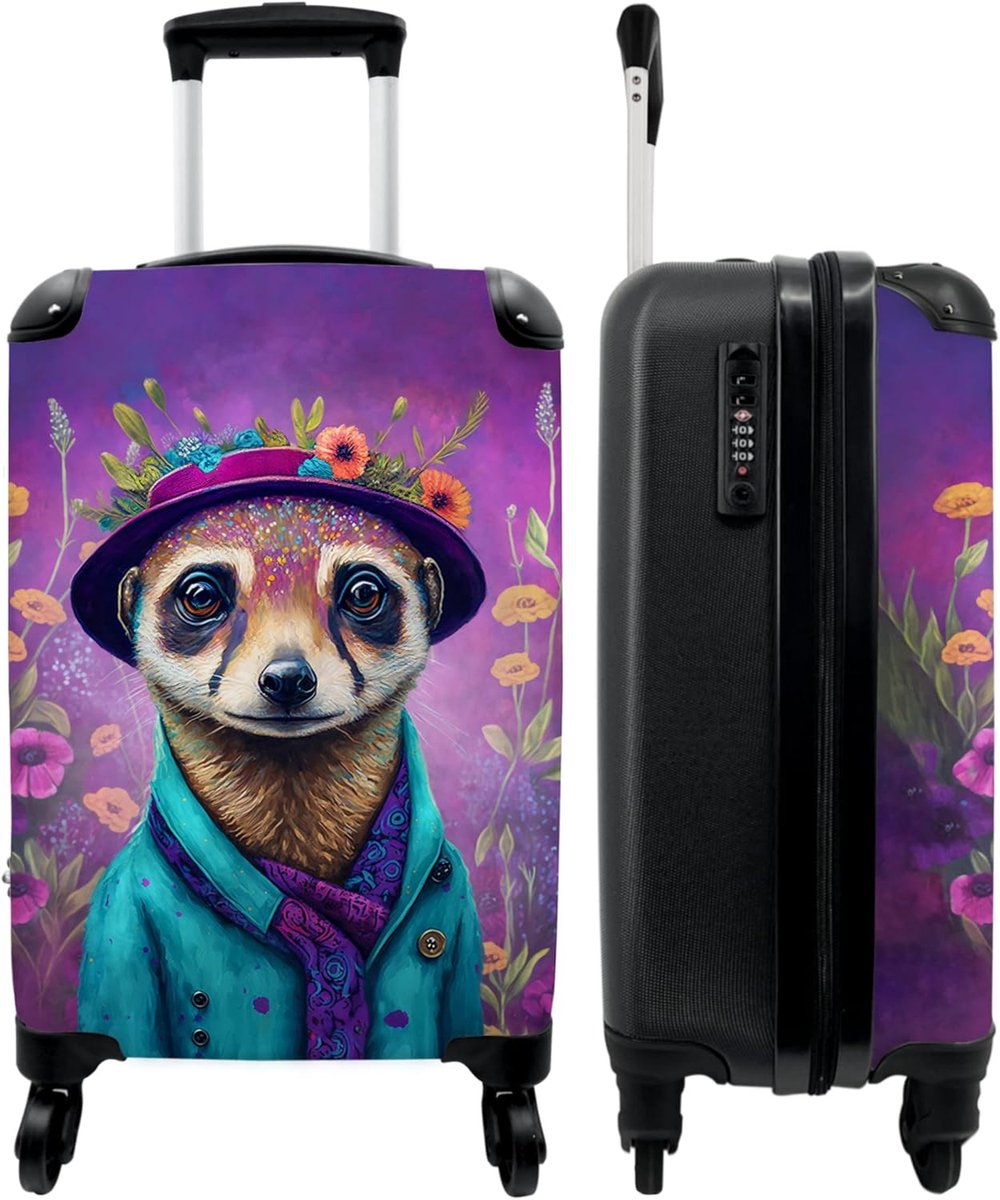 Reiskoffer 55x40x20cm - Meerkat - Bloemenprint - Ultralicht handbagage - ShopVlot