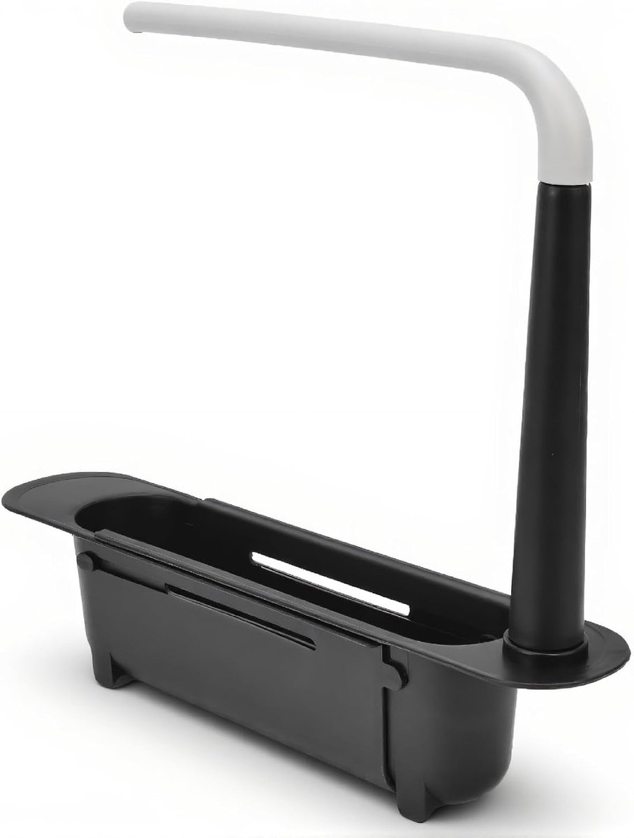 SnelShoppen - Telescopische Afwasbak Opbergrek voor Keuken, Multifunctionele Sponshouder, Uitschuifbaar voor Spons, Borstel, Zeep, Doek - Zwart