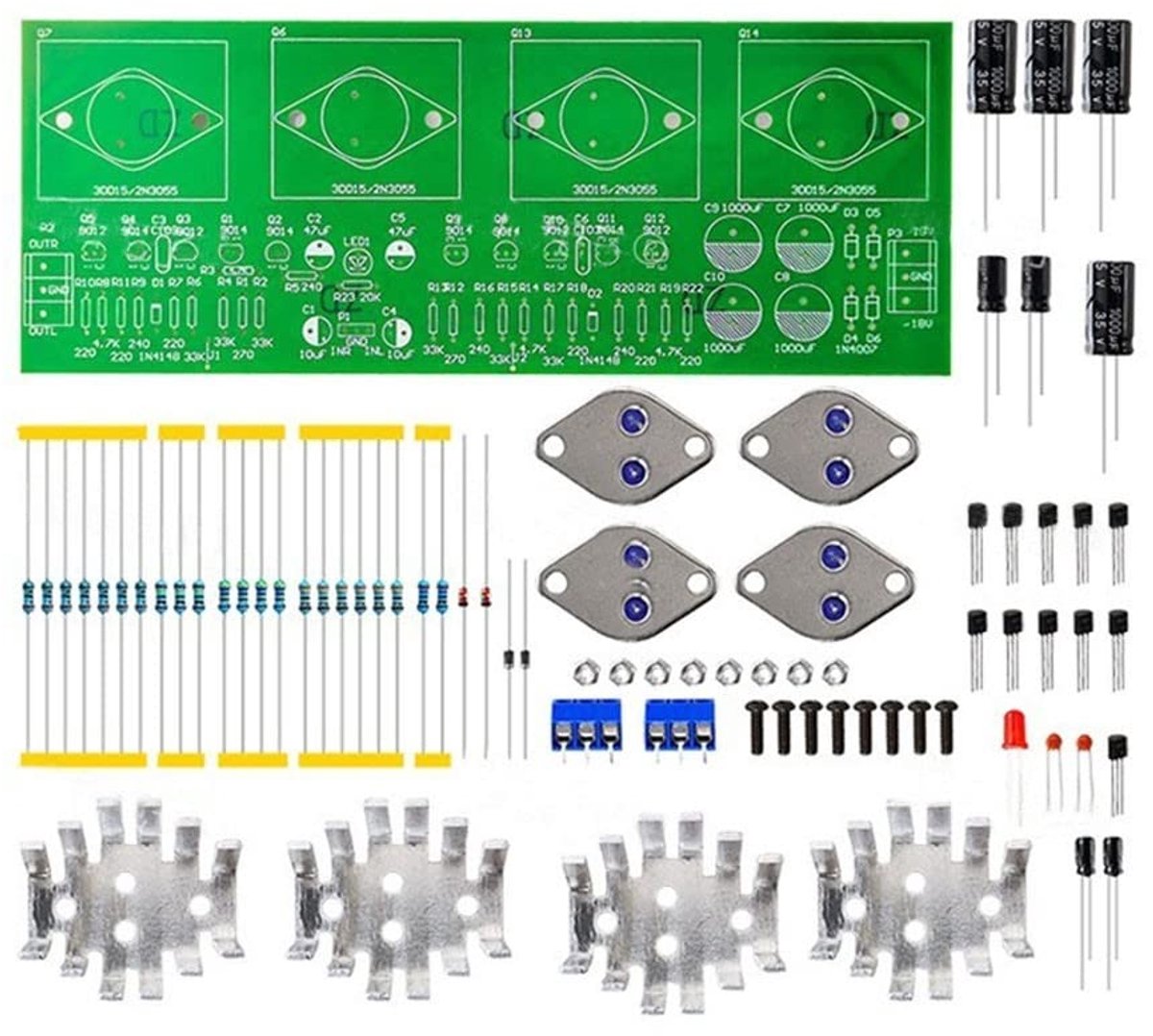 SnelShoppen - OCL 100W Dual Channel Stereo Amplifier Print Module, DIY Kit voor Elektronica Experimenten, Krachtige Versterker met 4 Transistors, Ster