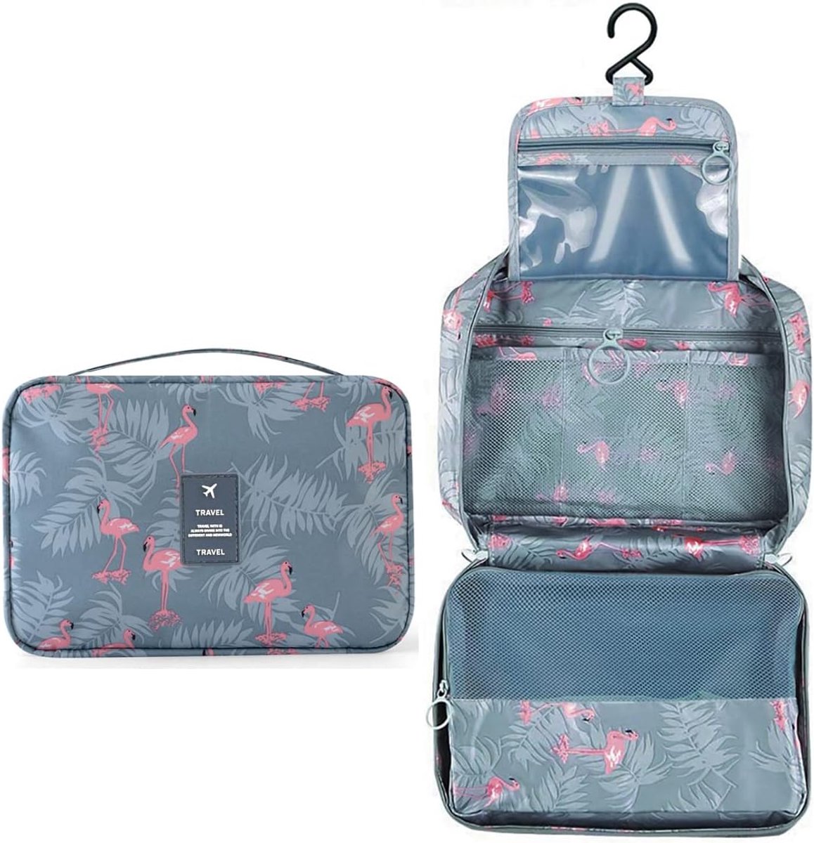 SnelShoppen - Toilettas voor Mannen en Vrouwen, 25.5 x 17 x 8.5 cm, Hangende Toilettas, Compact met 4 Compartimenten, Waterdichte Reis Toilettas, Vouw
