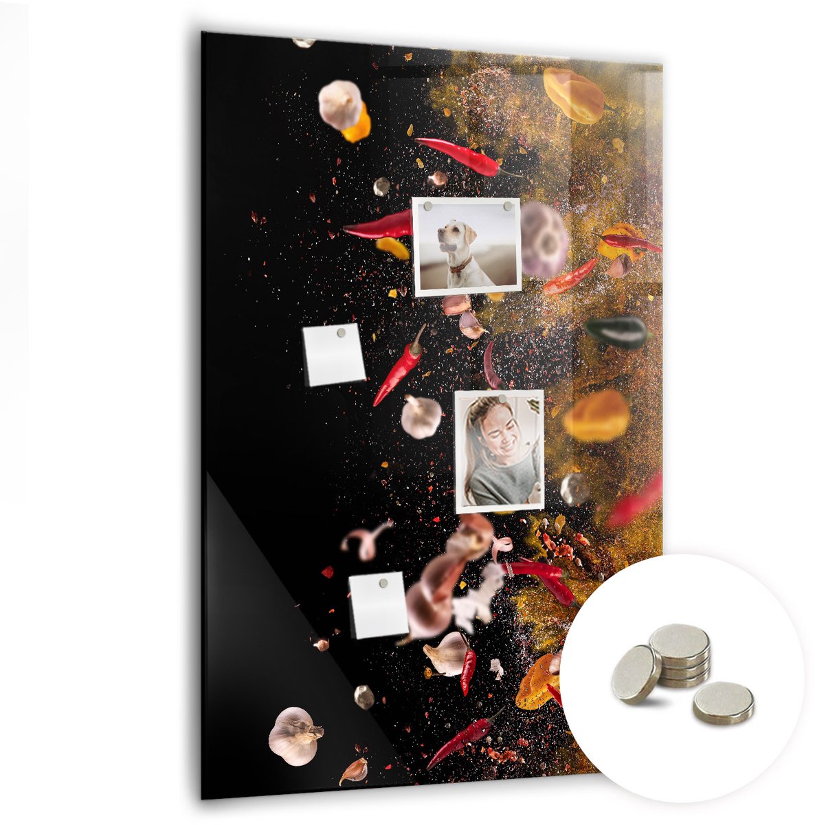 Coloray Glazen Magneetbord - Magnetisch Bord Zwarte kleur - 70x100 cm - Veelkleurig Magneetbord - Magnetic Board - Magneetbord Design