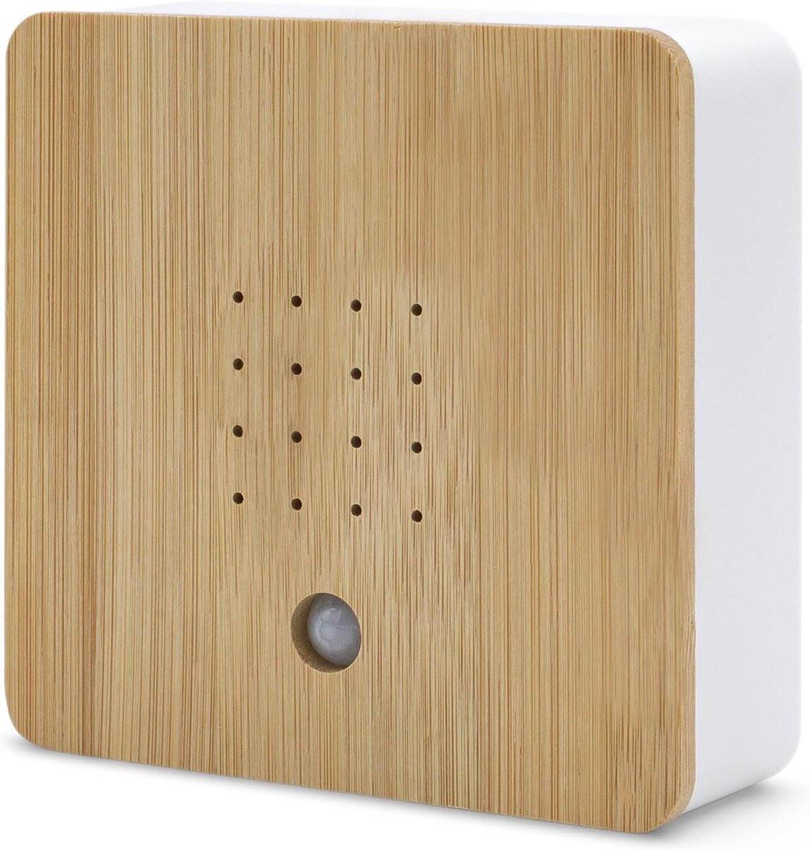 Vogelgeluiden Klankkast - Natuurgeluiden Speaker - Ontspanning Creëren - Bamboe Front - 12 cm - Wit Naturel