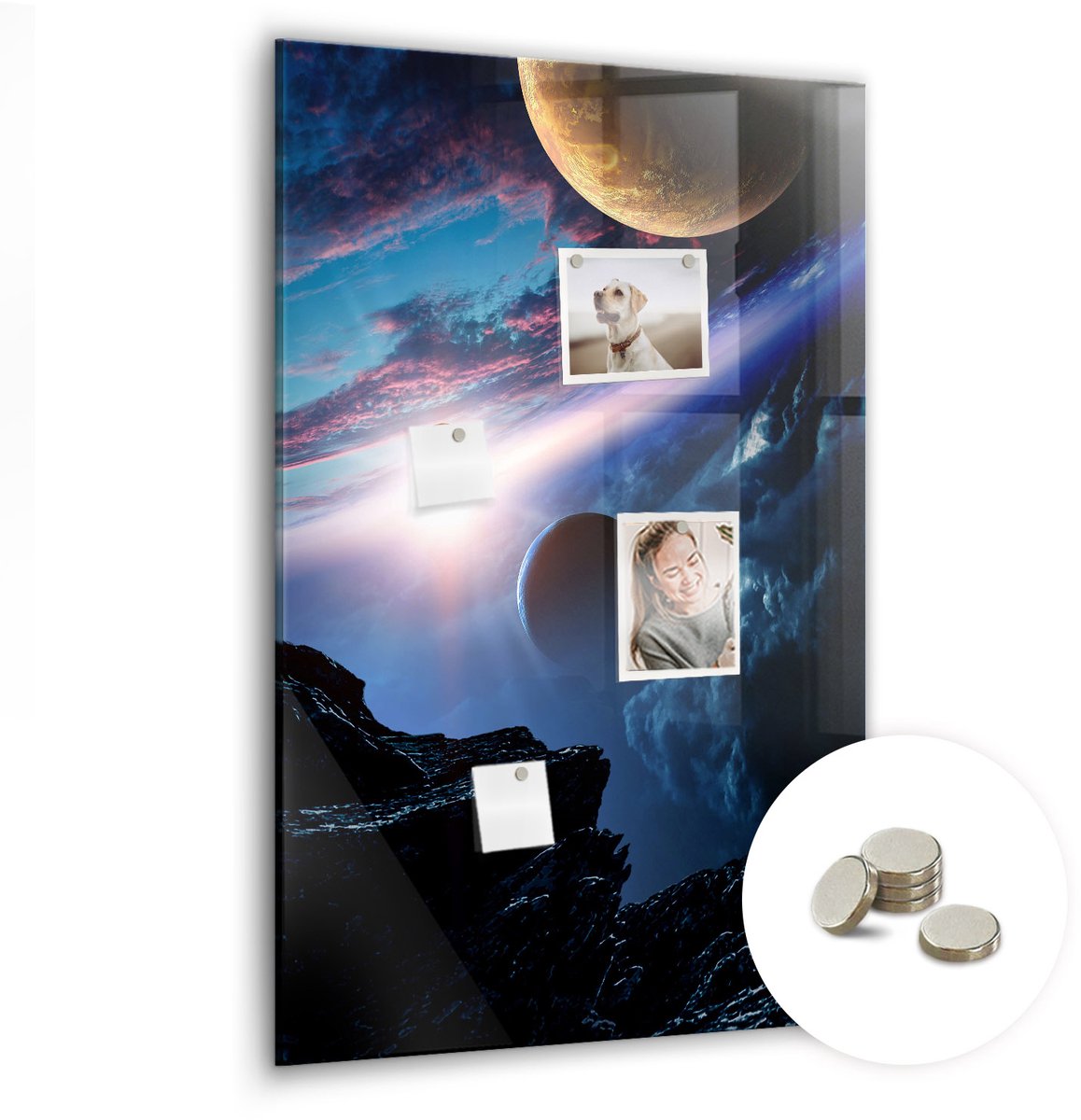 Coloray Glazen Magneetbord - Magnetisch Bord Abstracte lijnen - 60x90 cm - Veelkleurig Magneetbord - Magnetic Board - Magneetbord Design