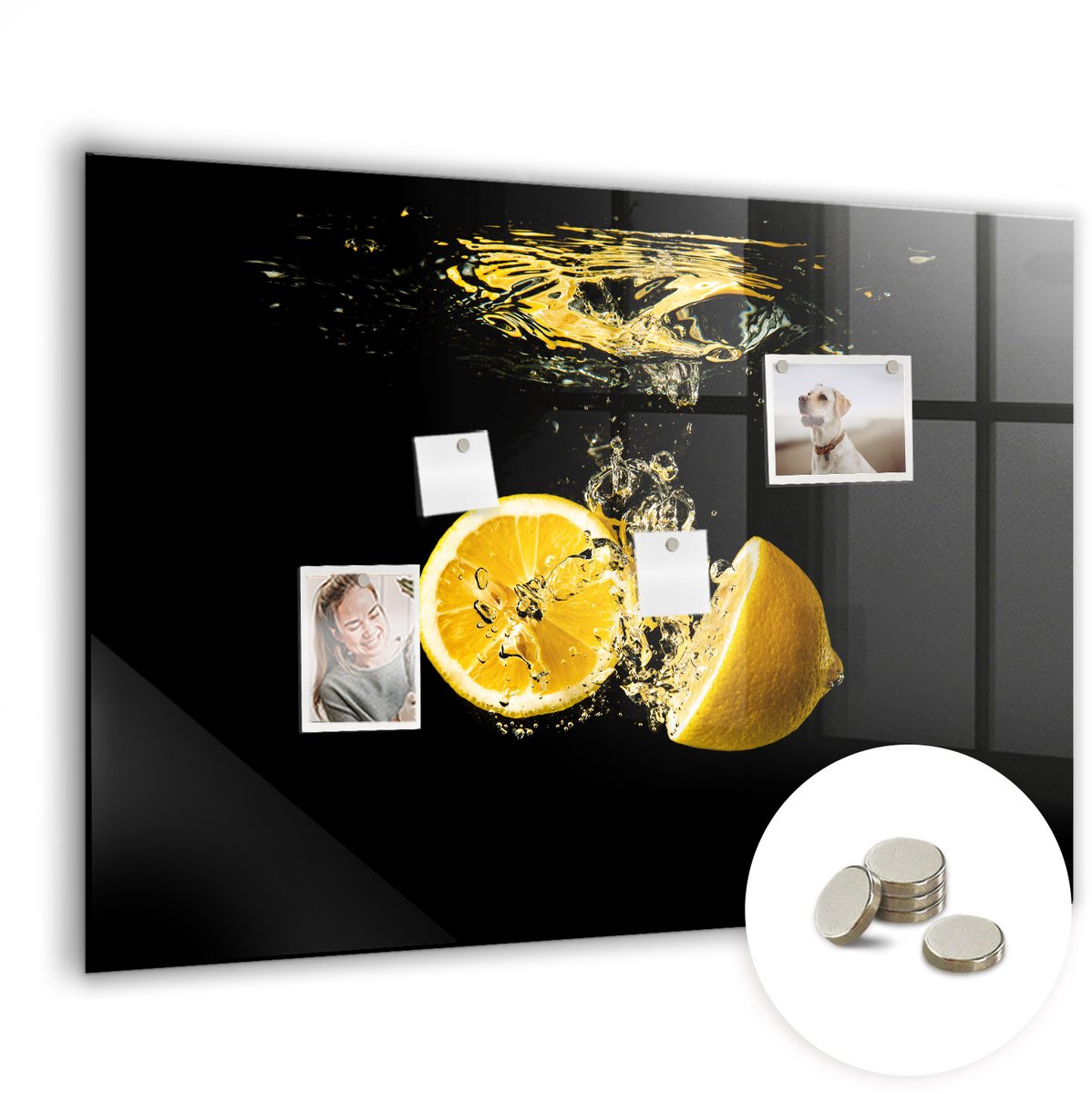 Coloray Glazen Magneetbord - Magnetisch Bord Merenlandschap - 100x70 cm - Geel Magneetbord - Magnetic Board - Glazen Magneetbord