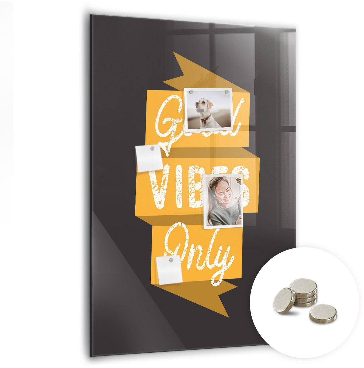 Coloray Glazen Magneetbord - Magnetisch Bord Kruiden - 70x100 cm - Oranje Magneetbord - Magnetic Board - Keuken Decoratie