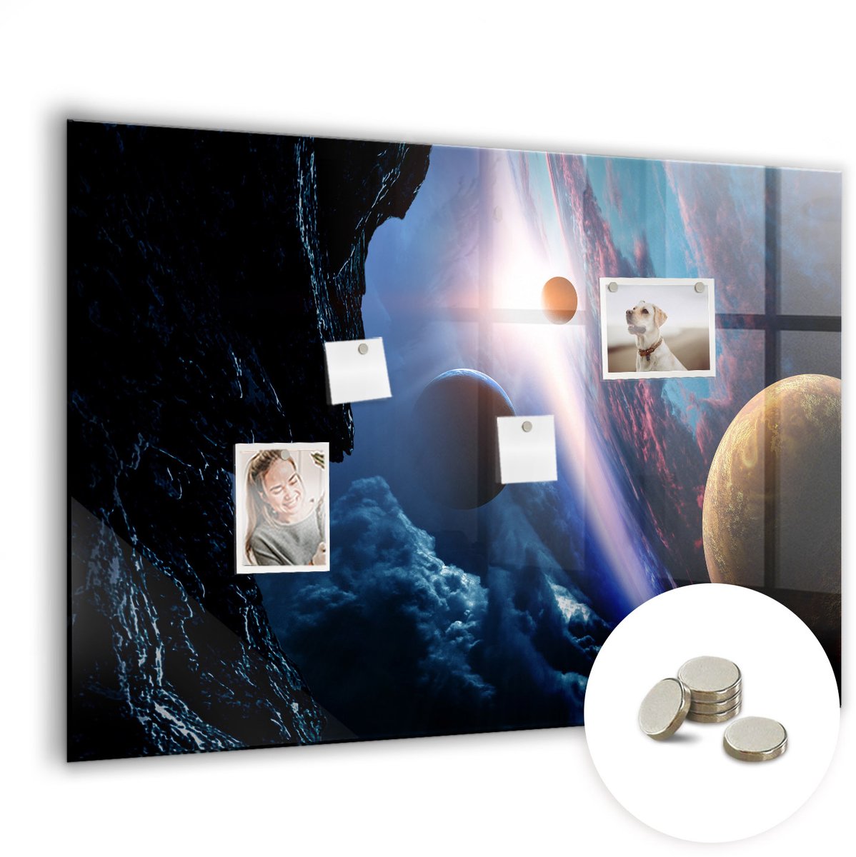 Coloray Glazen Magneetbord - Magnetisch Bord Rust wereldkaart - 100x70 cm - Veelkleurig Magneetbord - Magnetic Board - Magneetbord Design