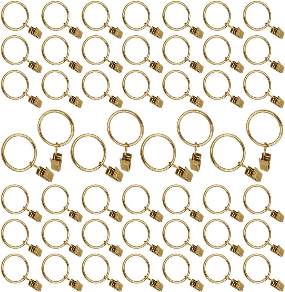 SnelShoppen - 50 Stuks Gouden Gordijnringen met Klemmen, Roestvrij Stalen Gordijnring, 38mm Hanger Ring Haak Clip voor Zware Gordijnen en Draperie - D