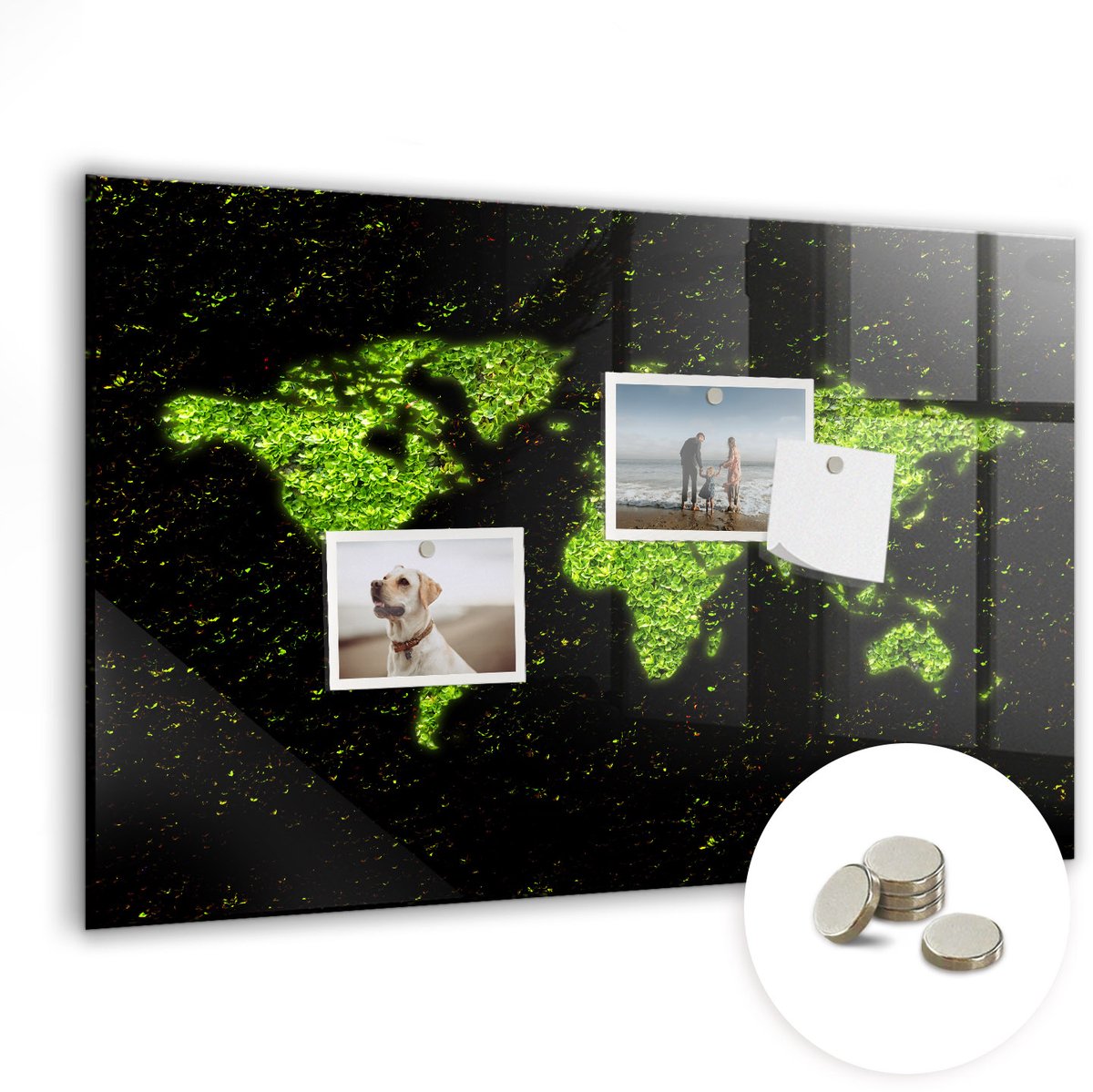Coloray Glazen Magneetbord - Magnetisch Bord Wereldkaart - 60x40 cm - Groente Magneetbord - Magnetic Board - Magneetbord Design