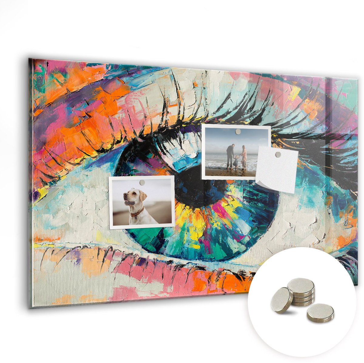 Coloray Glazen Magneetbord - Magnetisch Bord De pupil van het menselijk oog - 60x40 cm - Veelkleurig Magneetbord - Magnetic Board - Magnetisch Wandbord