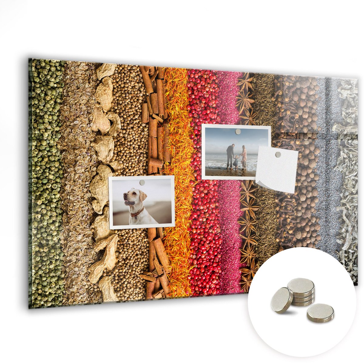 Coloray Glazen Magneetbord - Magnetisch Bord Rijen kruiden - 60x40 cm - Veelkleurig Magneetbord - Magnetic Board - Keuken Decoratie