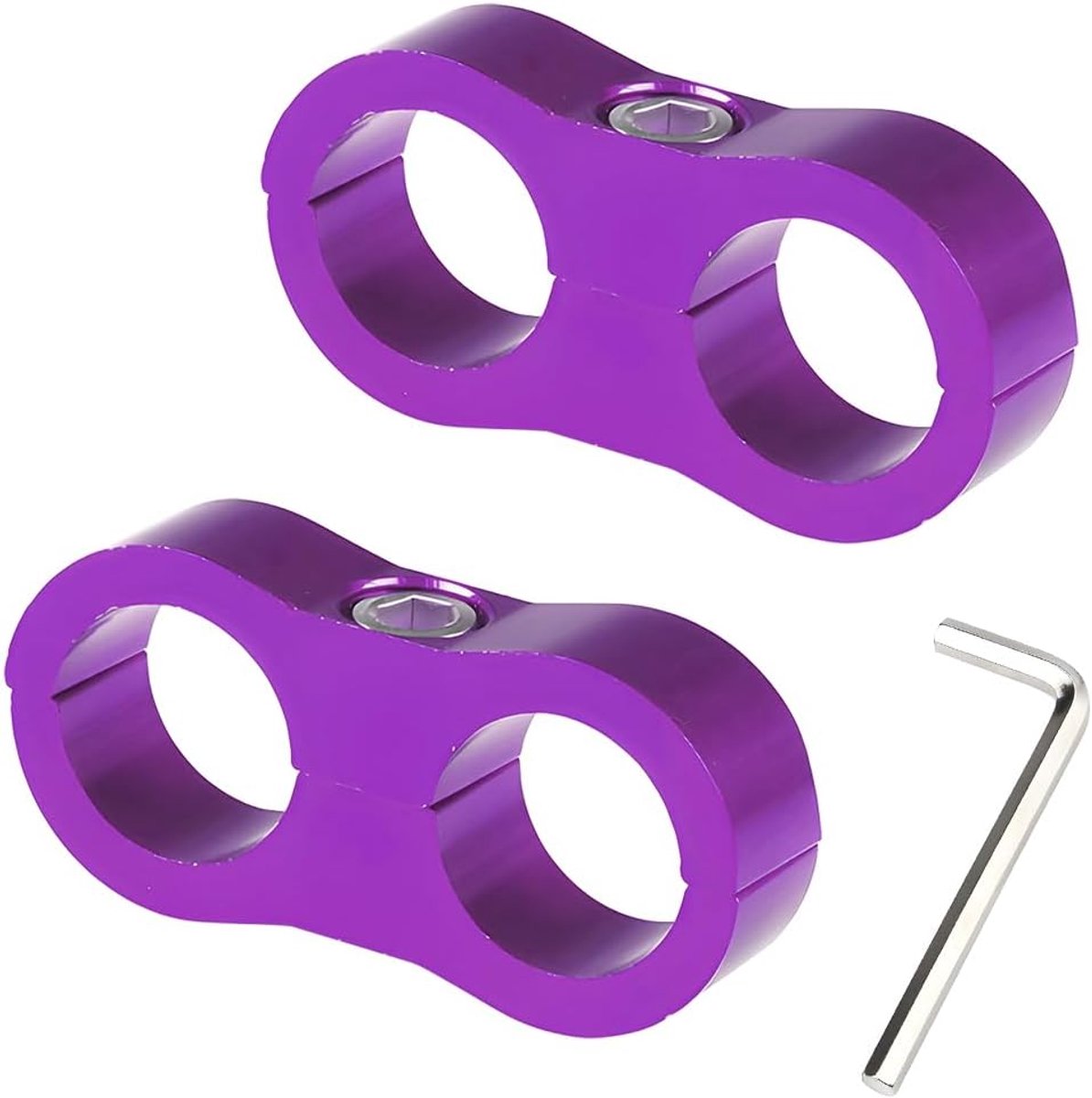 SnelShoppen - AN6 Aluminium Slangseparator Klem Adapter Spacer Klem AN6 14mm voor Olie Slang, Remleiding, Waterleiding (Paars)