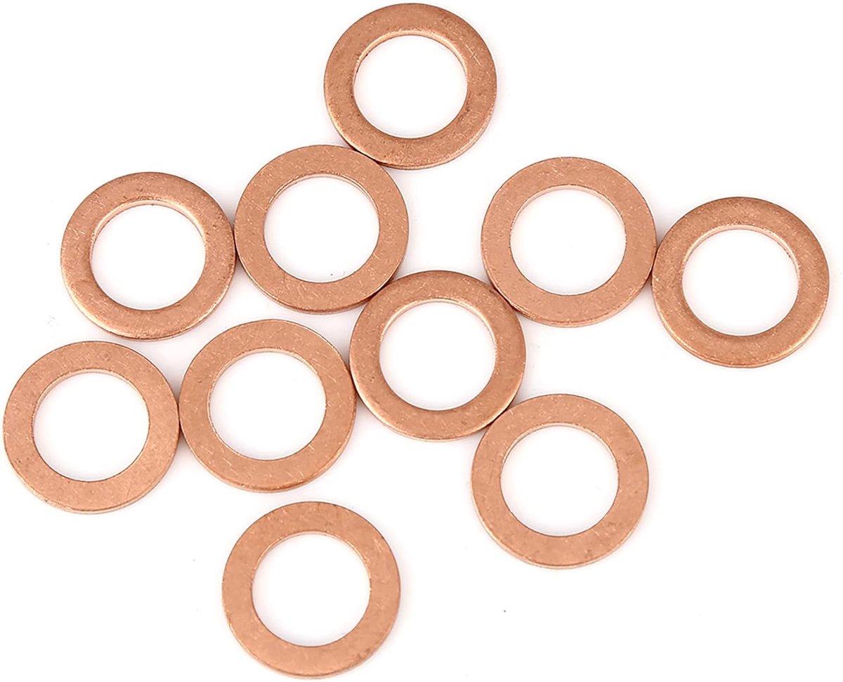 SnelShoppen - Set van 10 Afdichtringen Koper 10 x 16 x 1.5 mm Platte Wasringen voor Meubelmontage, Sanitair, Auto en Klussen