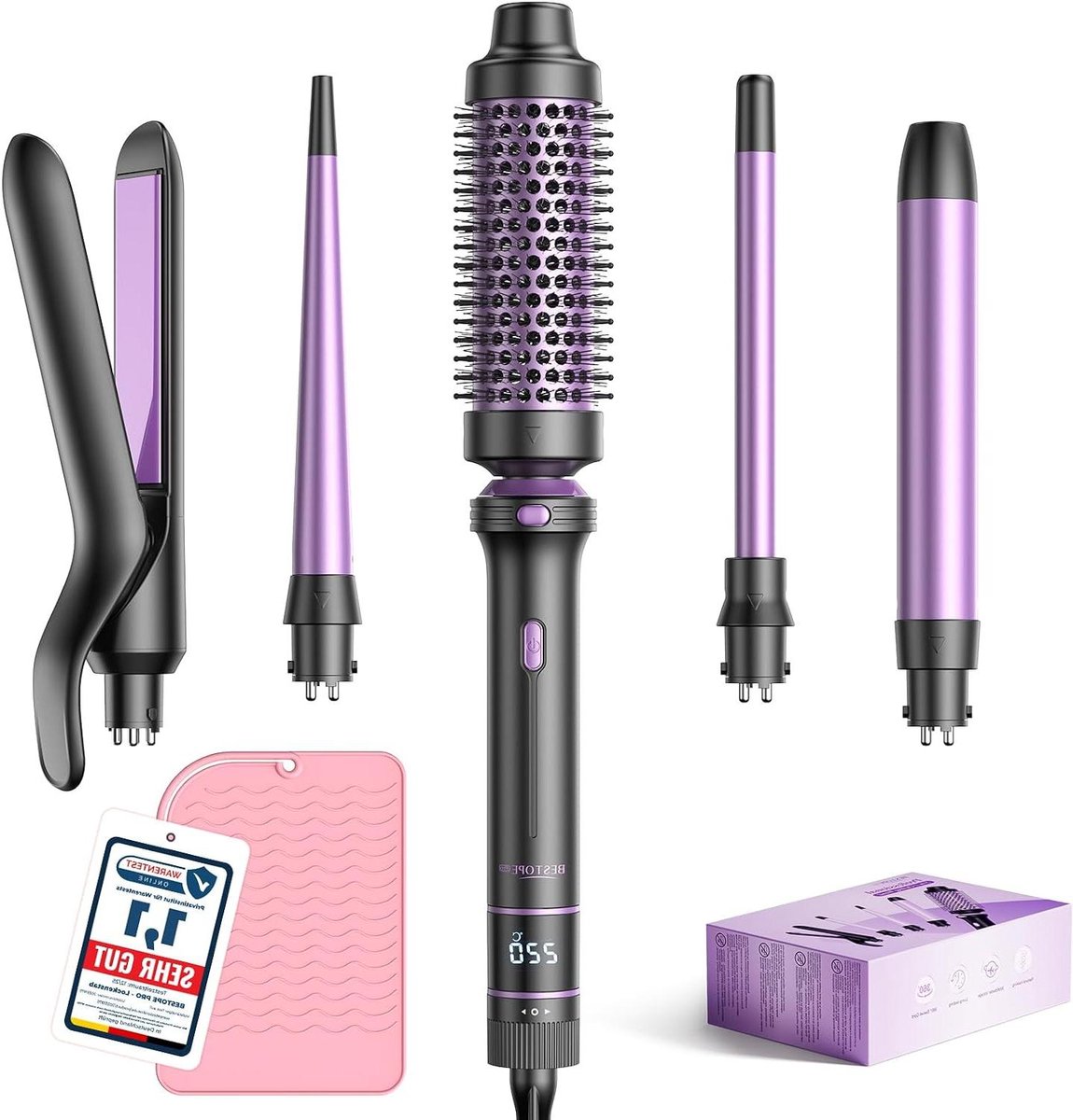Haarstyling Set - Krultang Stijltang - Diverse Looks Creëren - 5-in-1 Functionaliteit - 13 Temperaturen - Zwart