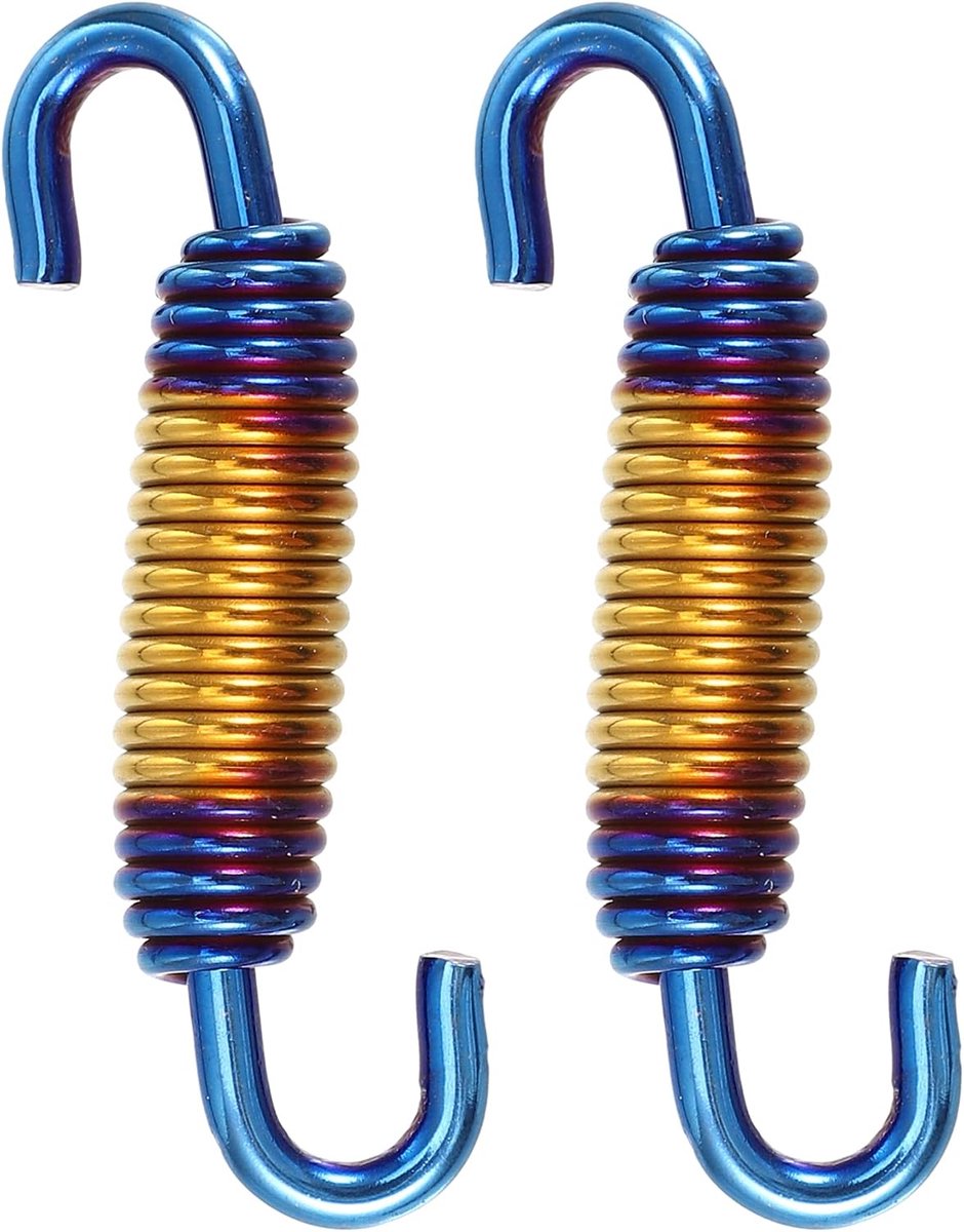 SnelShoppen - 2 Stuks Universele Motorfiets Uitlaatveer 58mm 2.28" Gouden Kleur - Perfect voor Motoren, Scooters en ATV's