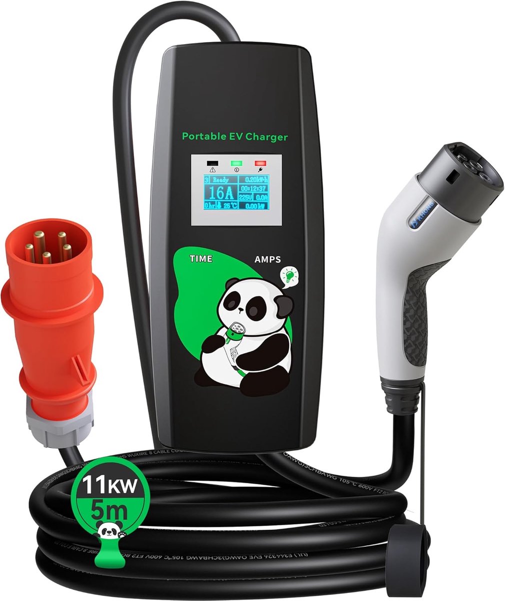 Mobiele Wallbox 11kW - Plug & Play - 5M, 16A, 3-fase - Instelbaar vermogen en timer - ShopVlot