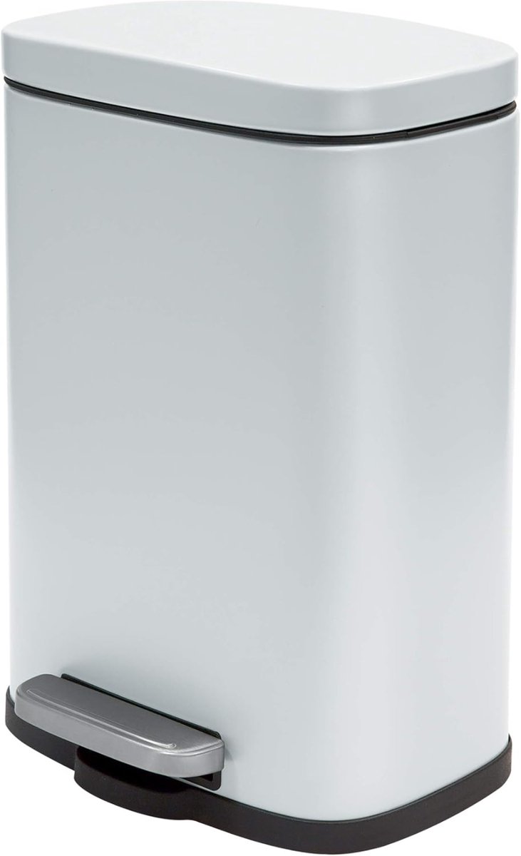 Lìon® Prullenbak - Prullenbak 5 Liter - Vuilnisemmer Pedaalemmer - Mat Wit - 18cm x 18cm x 30cm