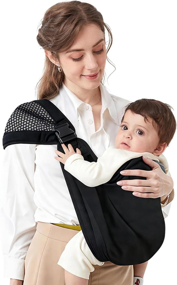 Babydraagdoek - Ergonomische drager - Comfortabel dragen - Verstelbare gespen - 0-36 maanden - Zwart