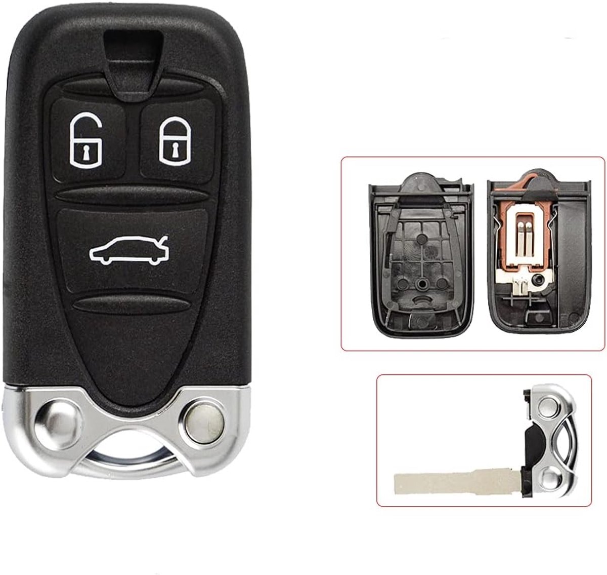 SnelShoppen - Vervangende slimme autosleutelhuls 3-knops voor Alfa Romeo Spider 159 | Uncut sleutelblad | Hoogwaardige kwaliteit | Zelf te vervangen