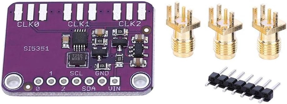 SnelShoppen - Clock Generator Breakout Board - Si5351A Klok Splitsing Signaalgenerator 8KHz-160MHz met I2C Controller en 3 Onafhankelijke Uitgangen