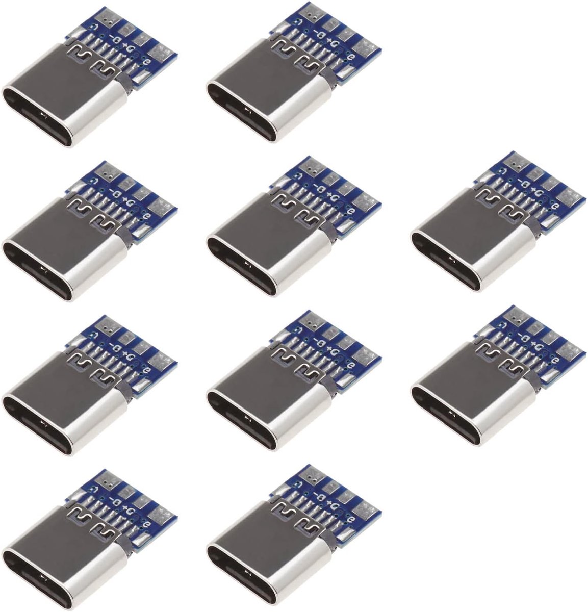 SnelShoppen - 10 Stuks 14-Pin USB 3.1 Type C Vrouwelijke Plug Socket Connector met PCB Bord Receptacle Adapter voor Solderen - Ideaal voor Snelle Opla