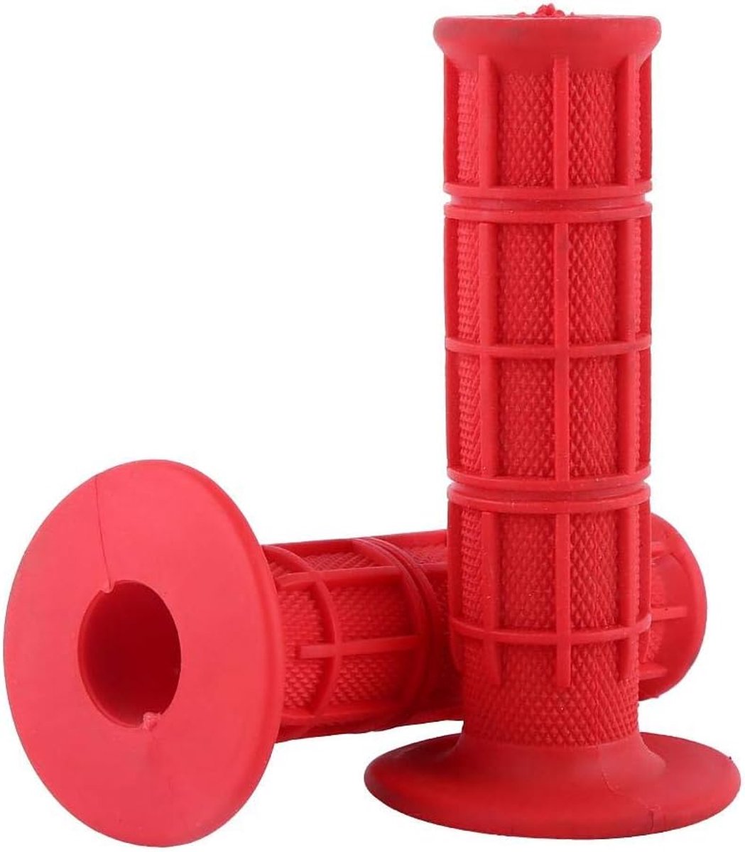 SnelShoppen - 1 Paar 22mm 7/8" Universele Motor Rubber Handgrepen Rood - Antislip, Duurzaam, Comfortabel, Eenvoudige Installatie