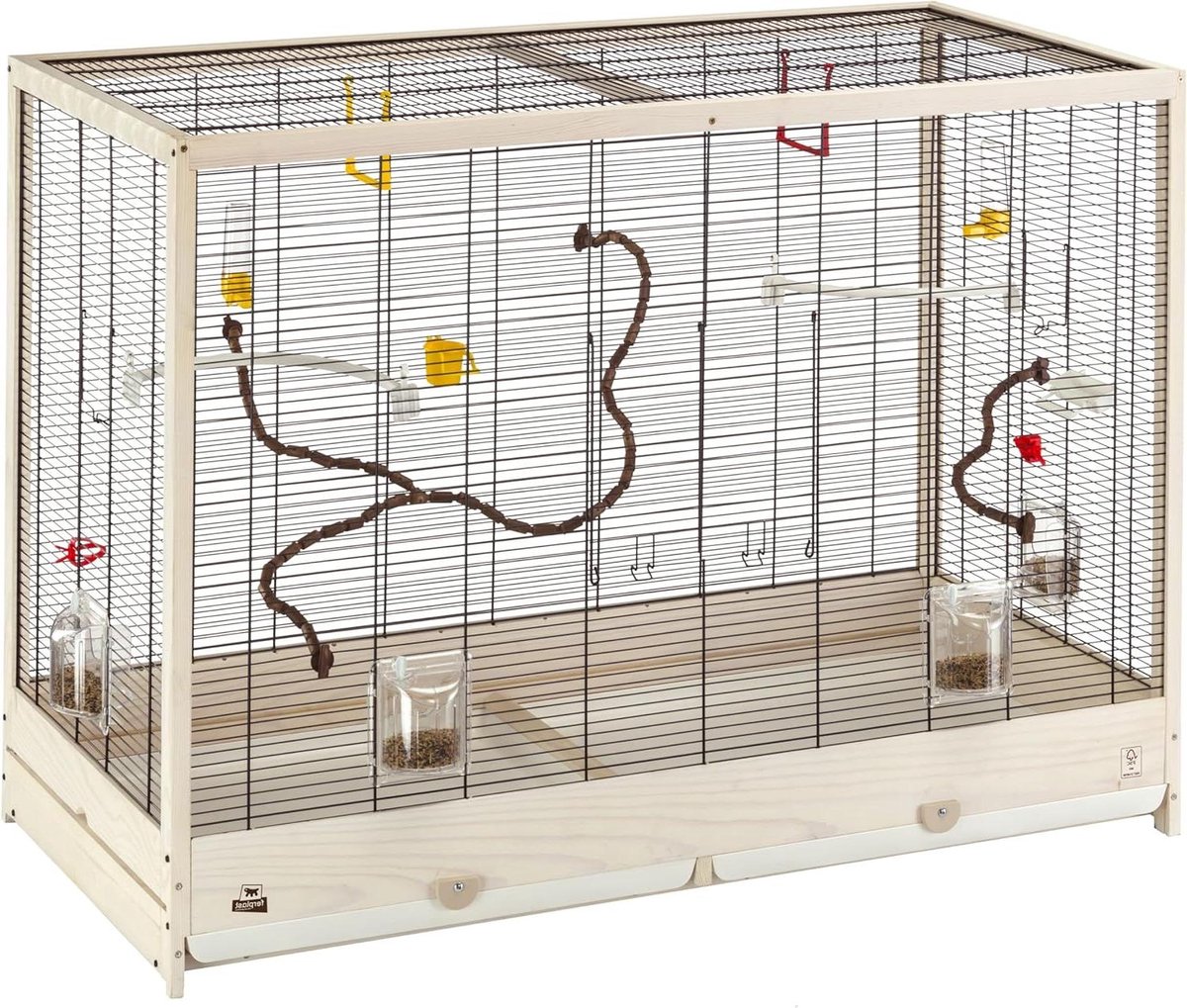 Vogelkooi - Volière Huis - Vogels Huisvesten - FSC Hout Constructie - 113 x 53 x 82 cm - Beige