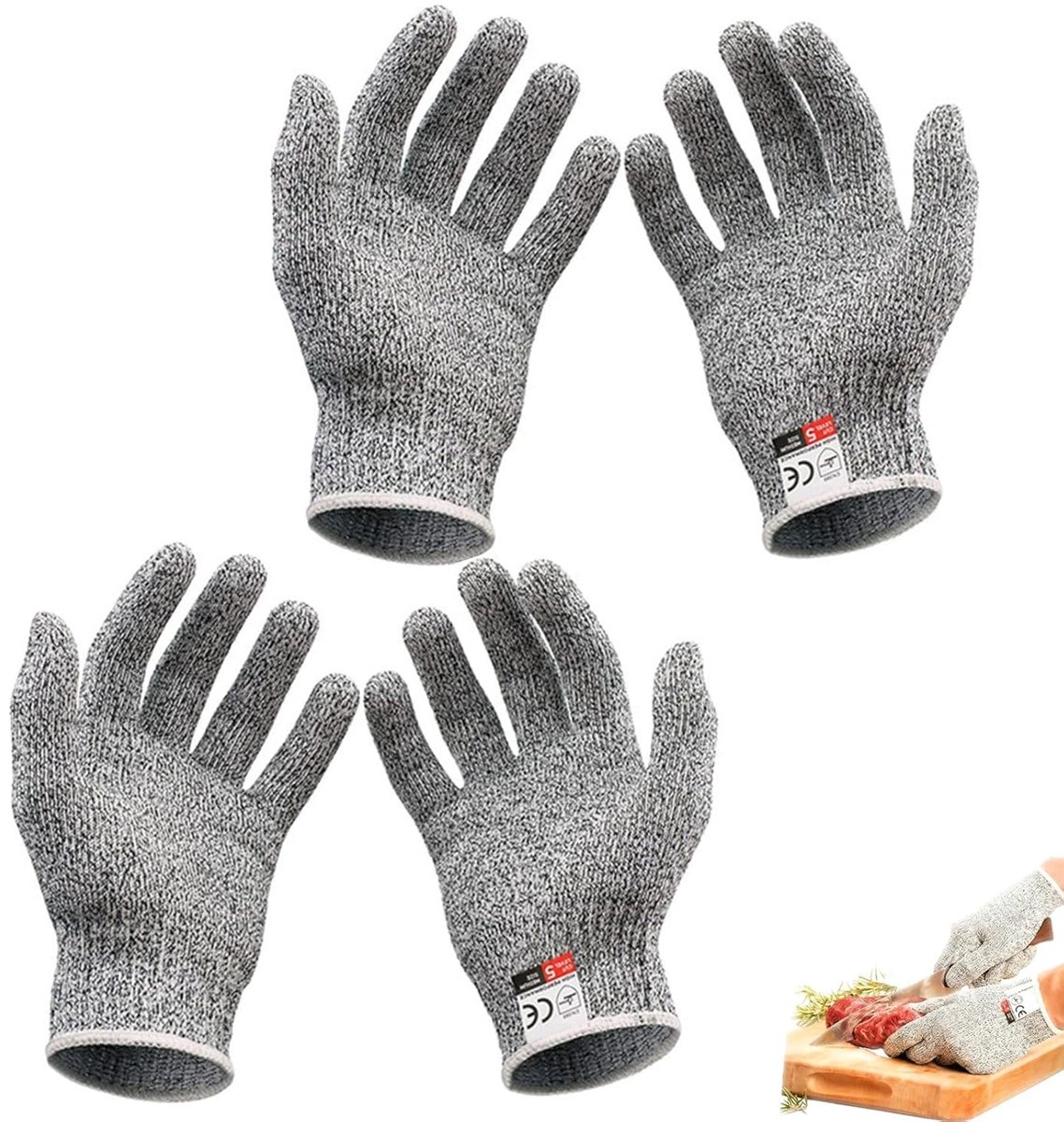 Anti-snijhandschoenen, niveau A9/F, voldoen aan strenge veiligheidsnormen, 100% voedselveilig, ideaal voor keuken en horeca, comfort en bescherming