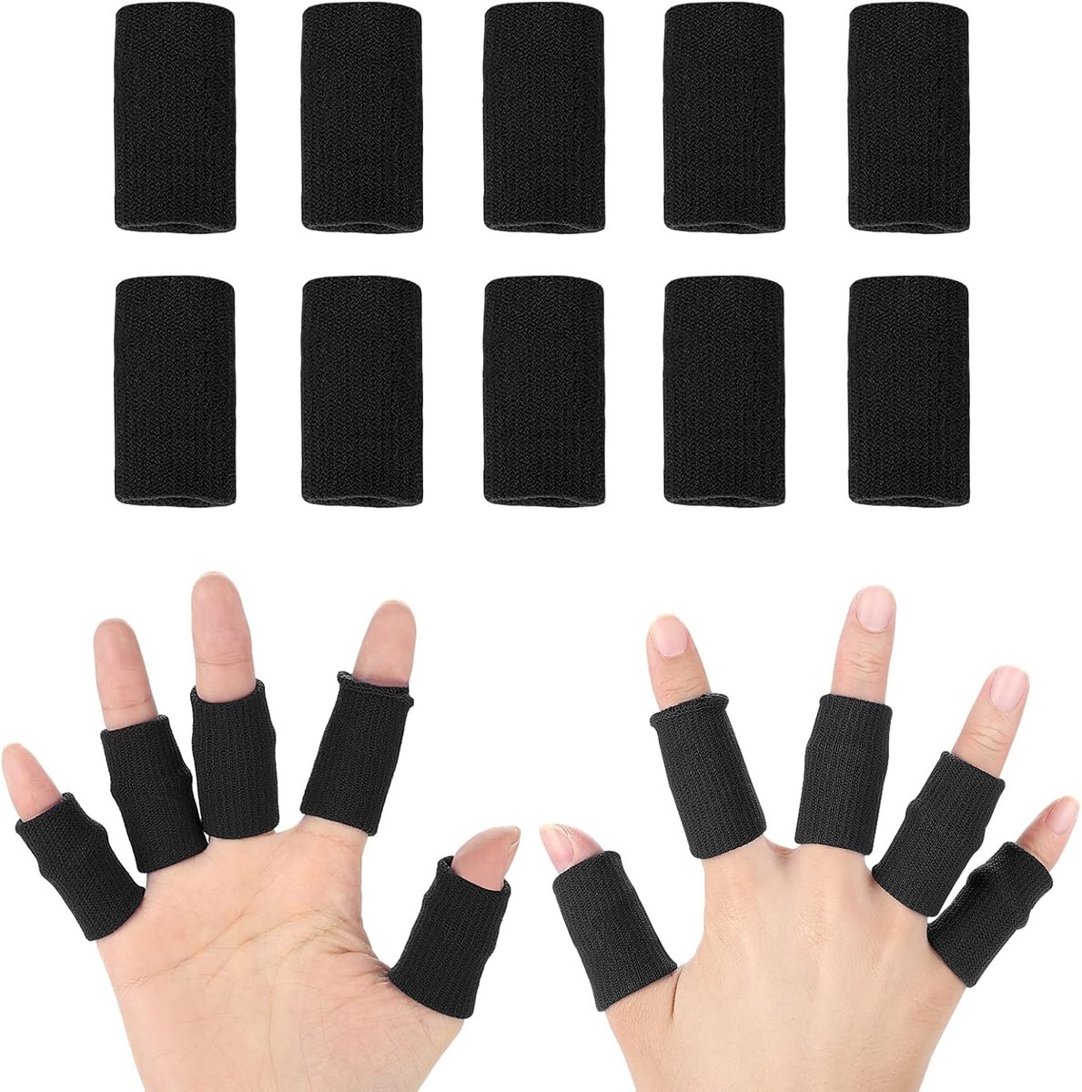 SnelShoppen - Finger Sleeves, Elastische Vingerbeschermers, Verpakking van 10 Vinger Restsleeves, Vingerbescherming Covers voor Volleybalspelers (Zwar