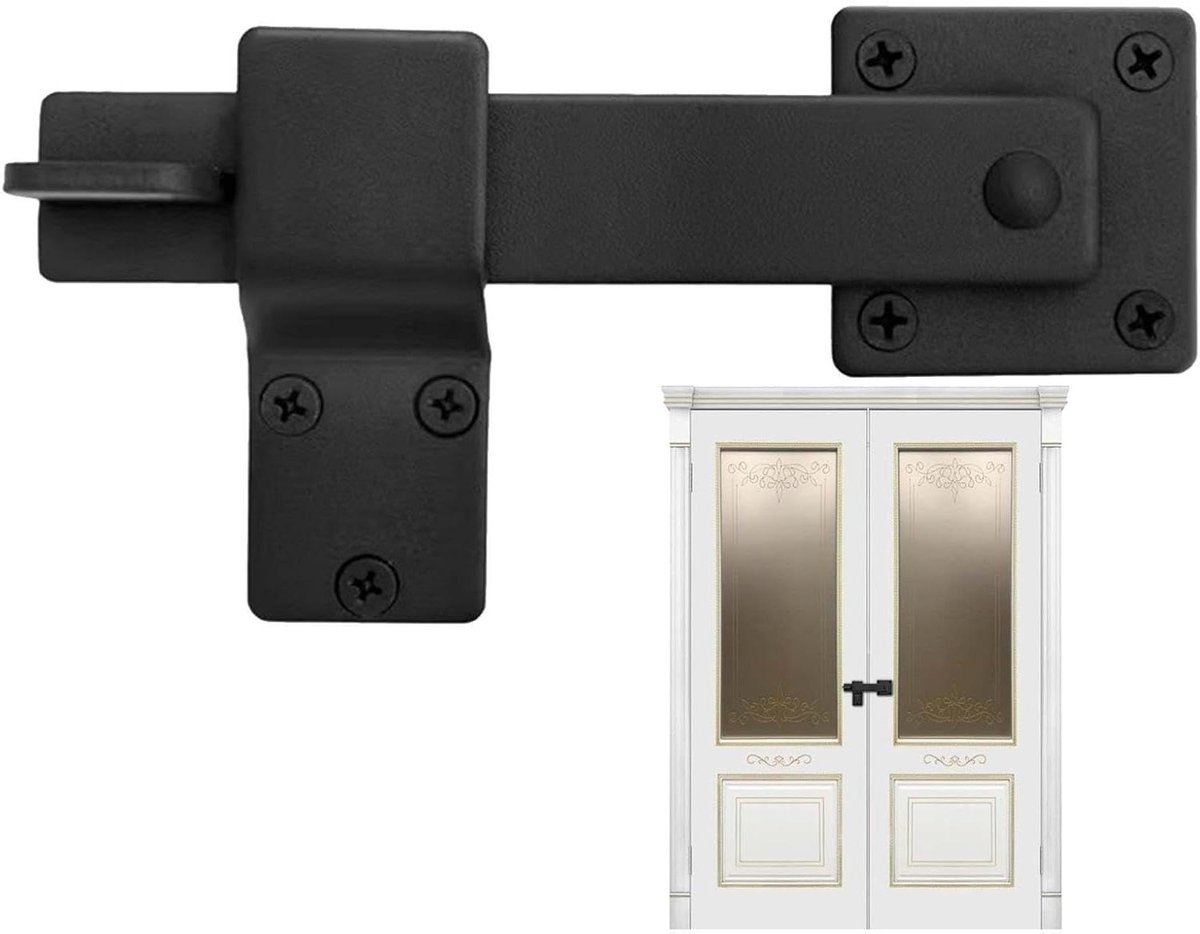 Schuurdeurgrendel - Hekslot Kastslot - Stallen Beveiligen - Vervormingsbestendig Koolstofstaal - 15.2 cm - Zwart