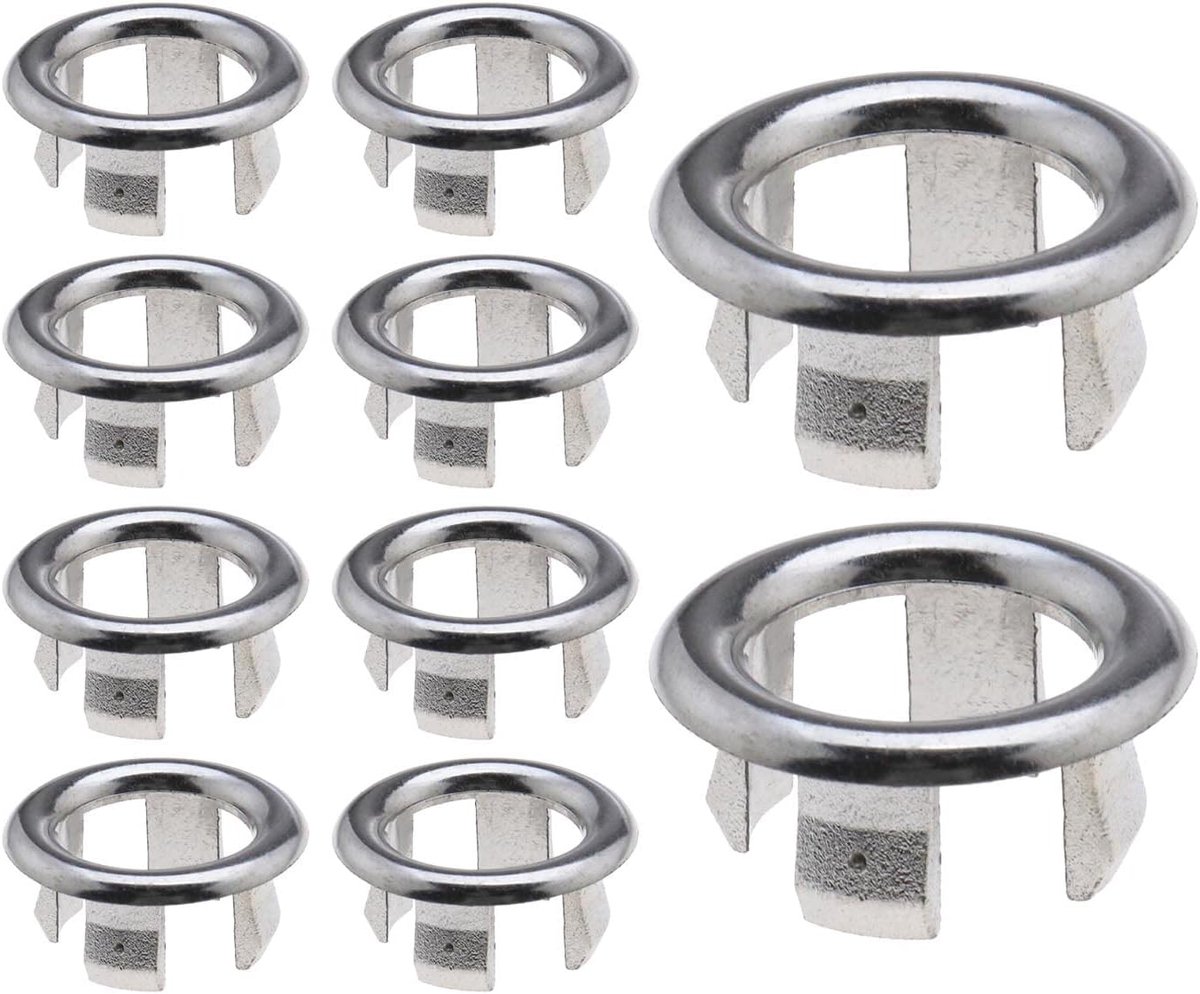 SnelShoppen - 10 Stuks Afvoer Ring Sink Overflow Trim Cover voor Keuken en Badkamer - Ronde Afvoerstoppen voor 22-24mm Overloopgat - Zilver
