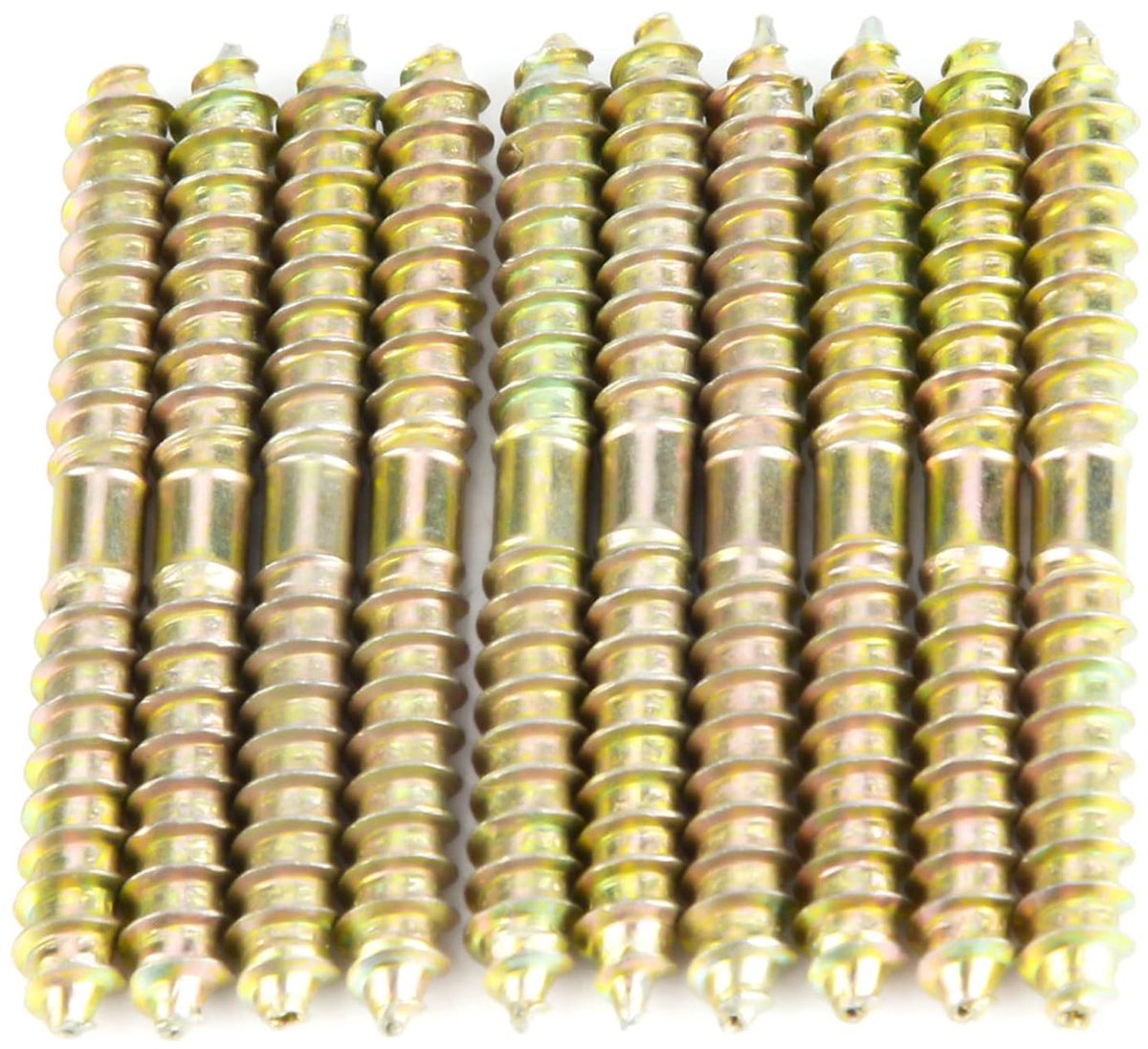 SnelShoppen - 10 Stuks Doppelendschroeven 6 * 60 mm, Passchroeven voor Holzbewerking, Duurzame Ijzerschroeven met Zinkcoating voor Houtverbindingen