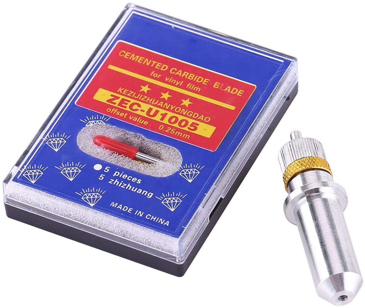 SnelShoppen - 15-delige Wolfraam Staal Plotter Snijmes Set 40° 50° 60° met Aluminium Houder voor Precisie Snijden en Creatieve Projecten