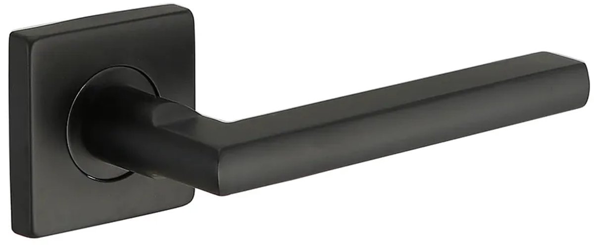 Deurkruk (2x) Emilia 20mm haaks op vierkant rozet mat zwart PVD gecoat | Zwarte raamsluitingen | Zwarte raamsluitingen | Zwarte raamsluitingen |