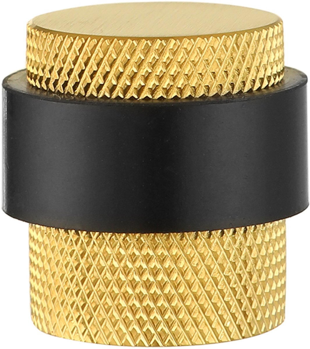 Deurstopper voor vloermontage geribbeld 25x30mm geborsteld messing PVD gecoat