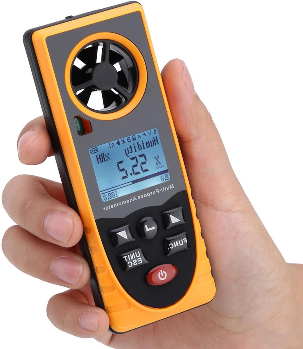 Digitale Windmeter - Luchtsnelheid Tester - Weer Meten - Multifunctionele Metingen - Compact Formaat - Grijs