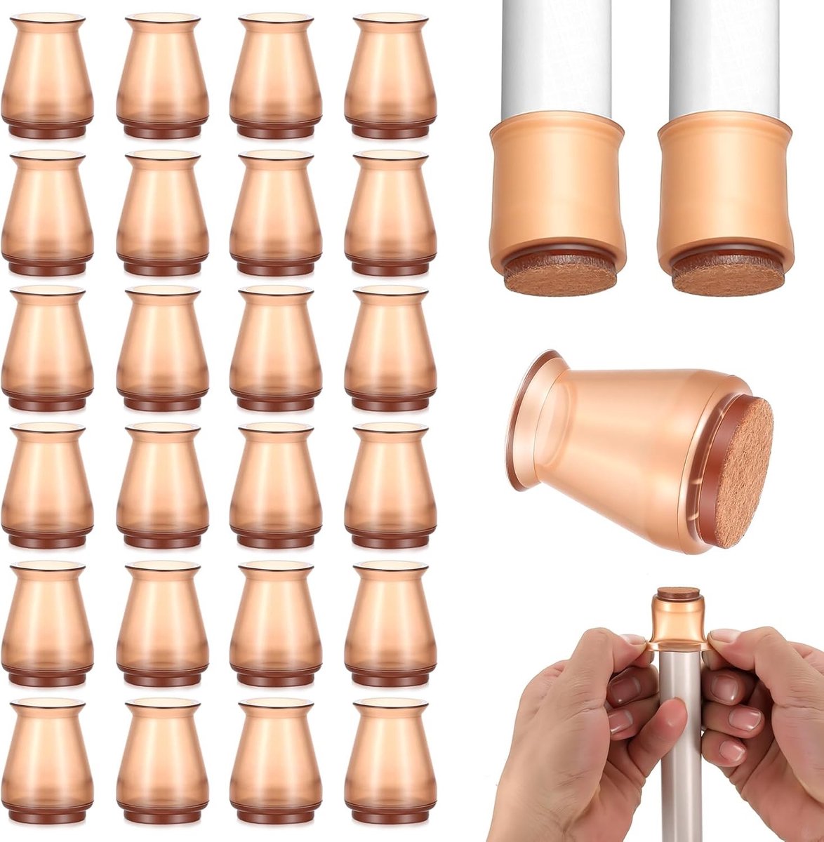 Stoelpootbeschermers - Transparant - 14-20 mm - Geluiddempend - Voor Thuis en Kantoor