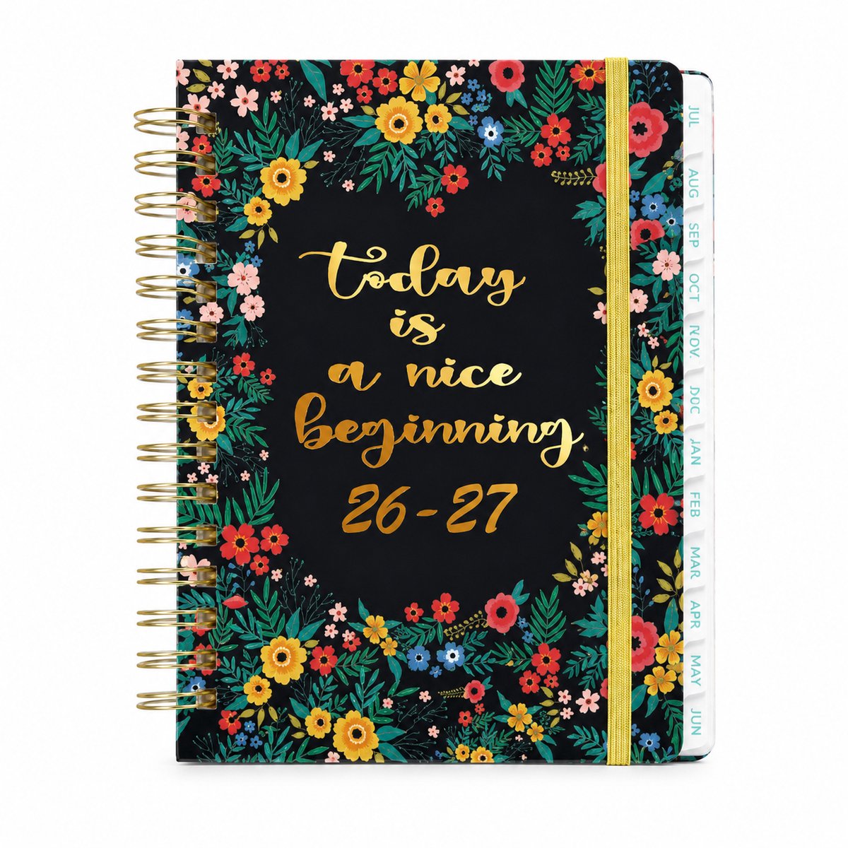 Bobypet - Agenda - Planner - Schoolagenda 2026.7 - 2027.6 A5 - Weekplanner en Maandplanner -12 Maandtabs - voor Werk, Studie en Thuis - Zwart