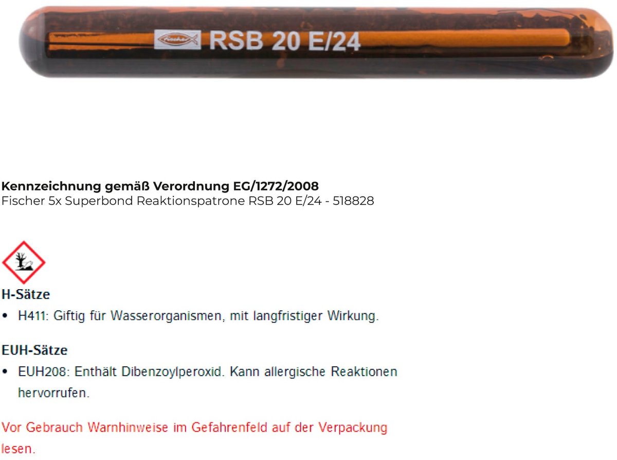 Fischer 5x Superbond reactiepatroon RSB 20 E/24 - 518828